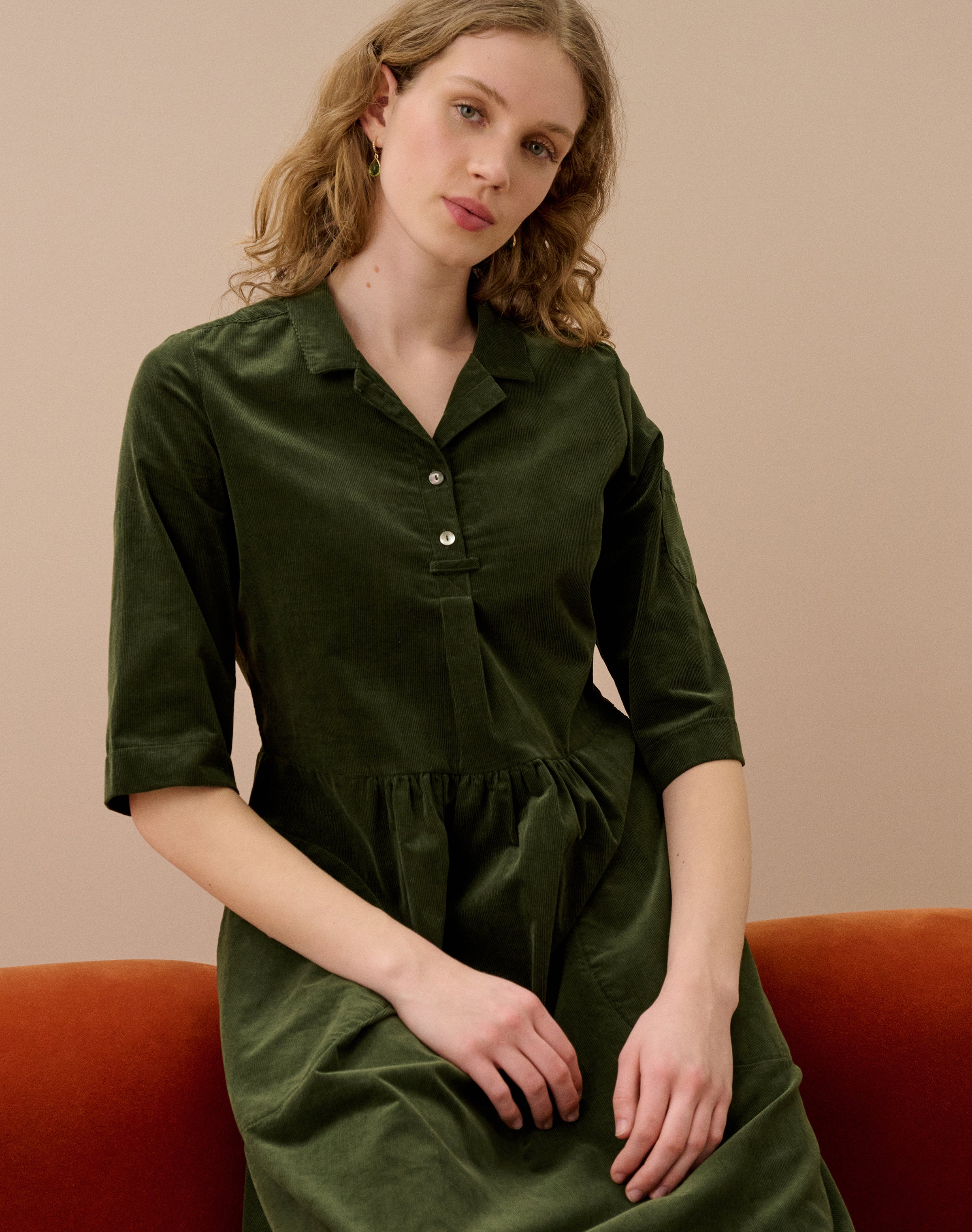 Needlecord Utility Shirt Dress