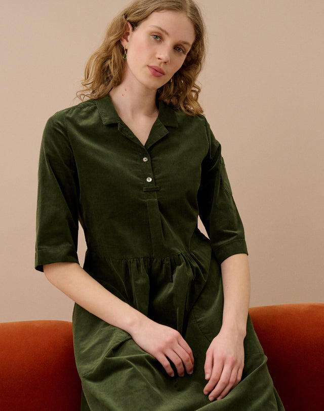 Needlecord Utility Shirt Dress