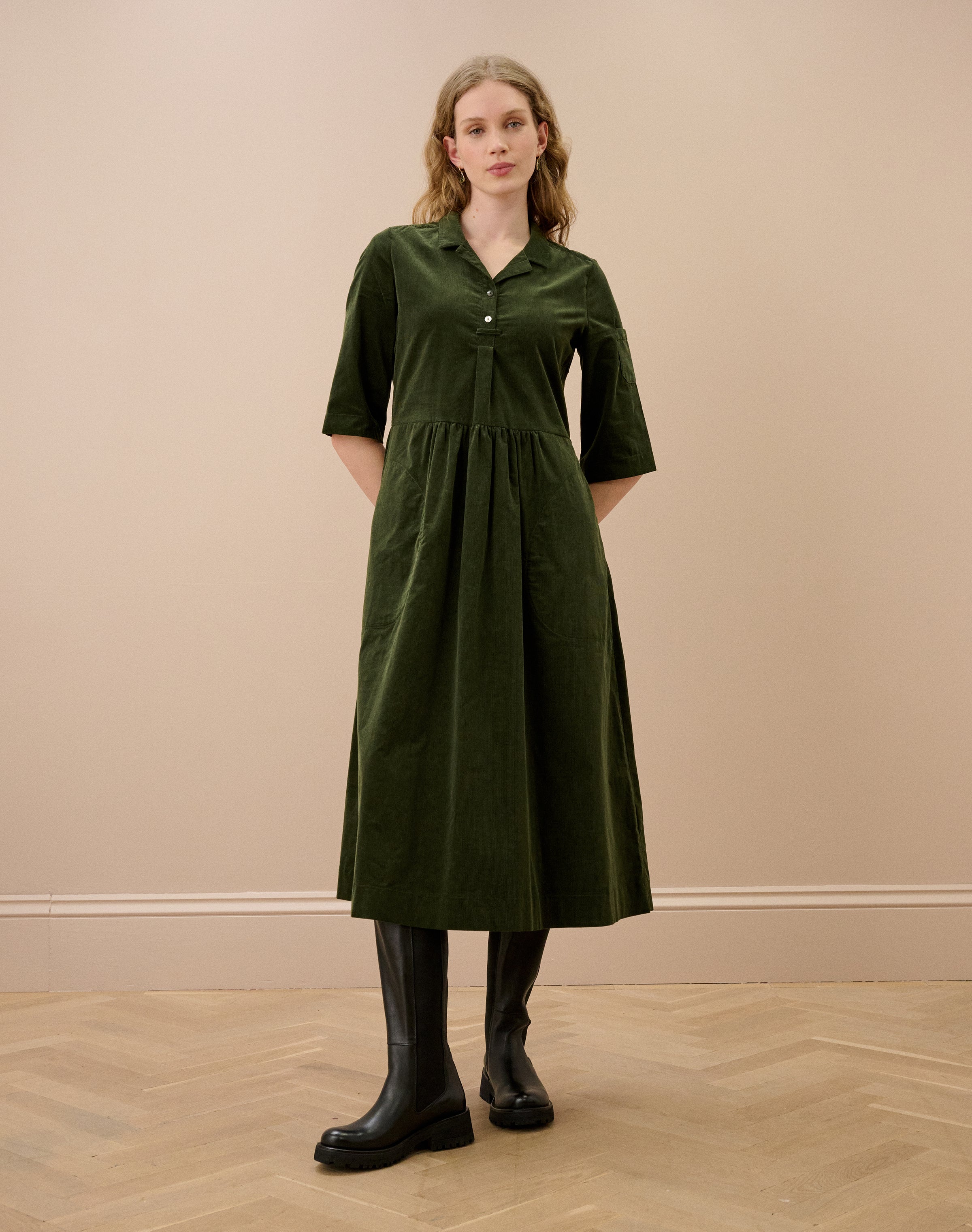 Needlecord Utility Shirt Dress