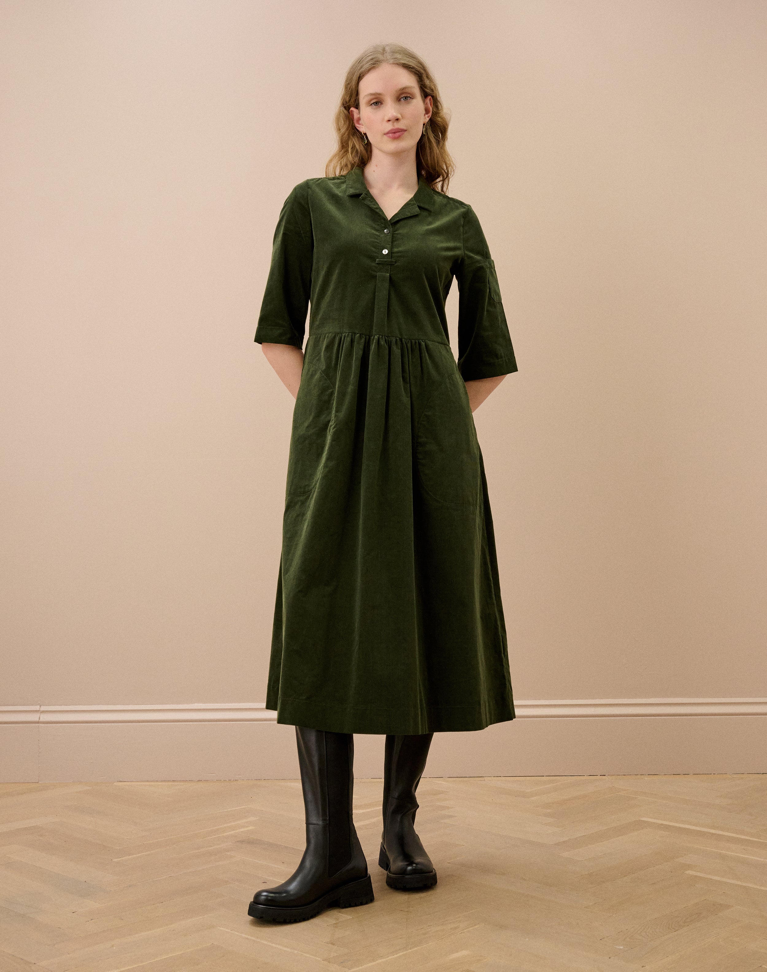 Needlecord Utility Shirt Dress