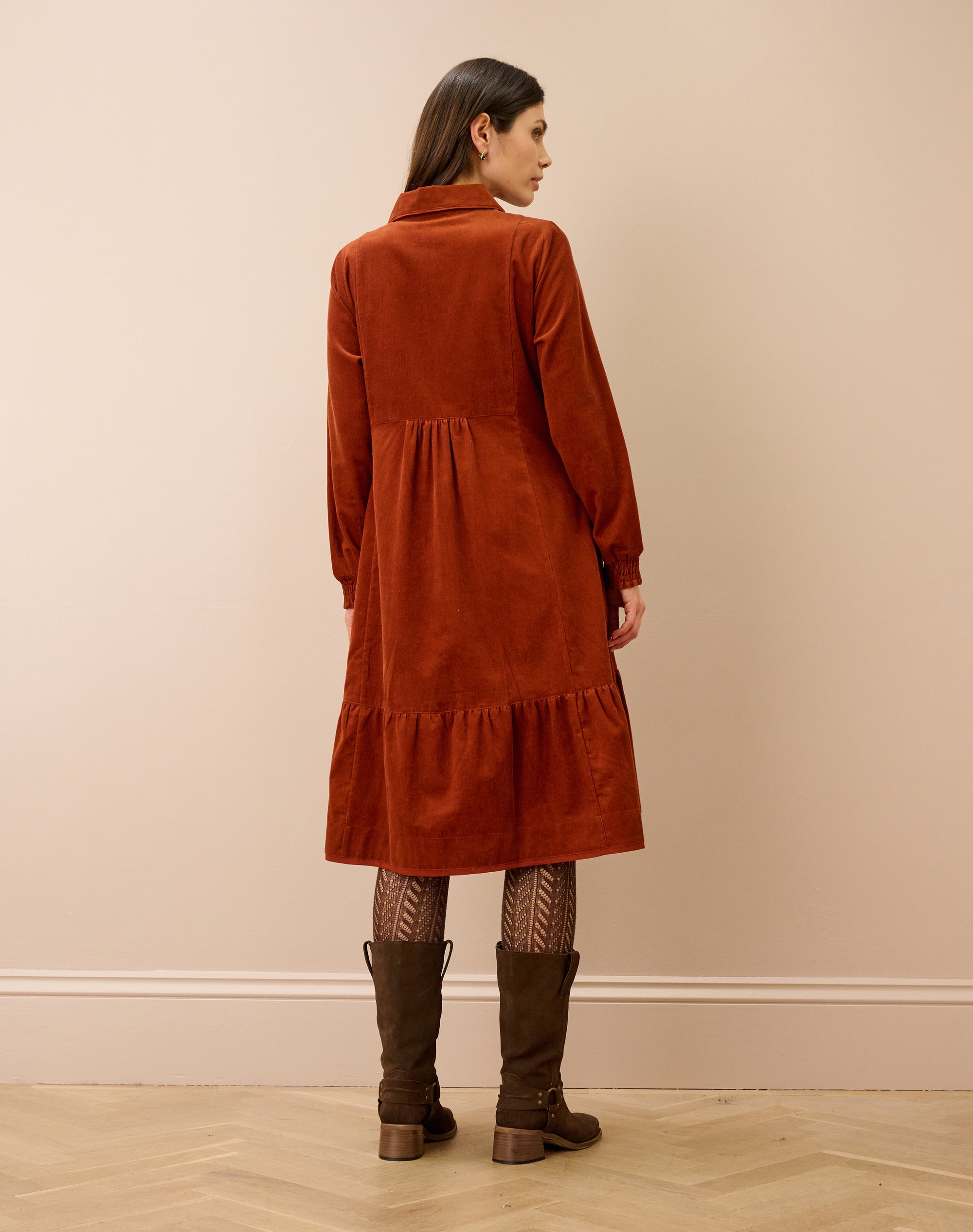 Organic Corduroy Quilted Yoke Dress
