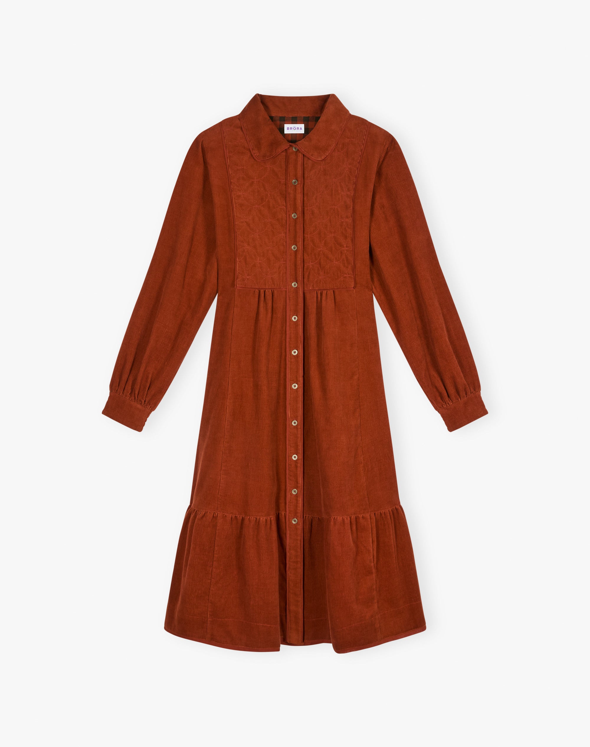 Organic Corduroy Quilted Yoke Dress