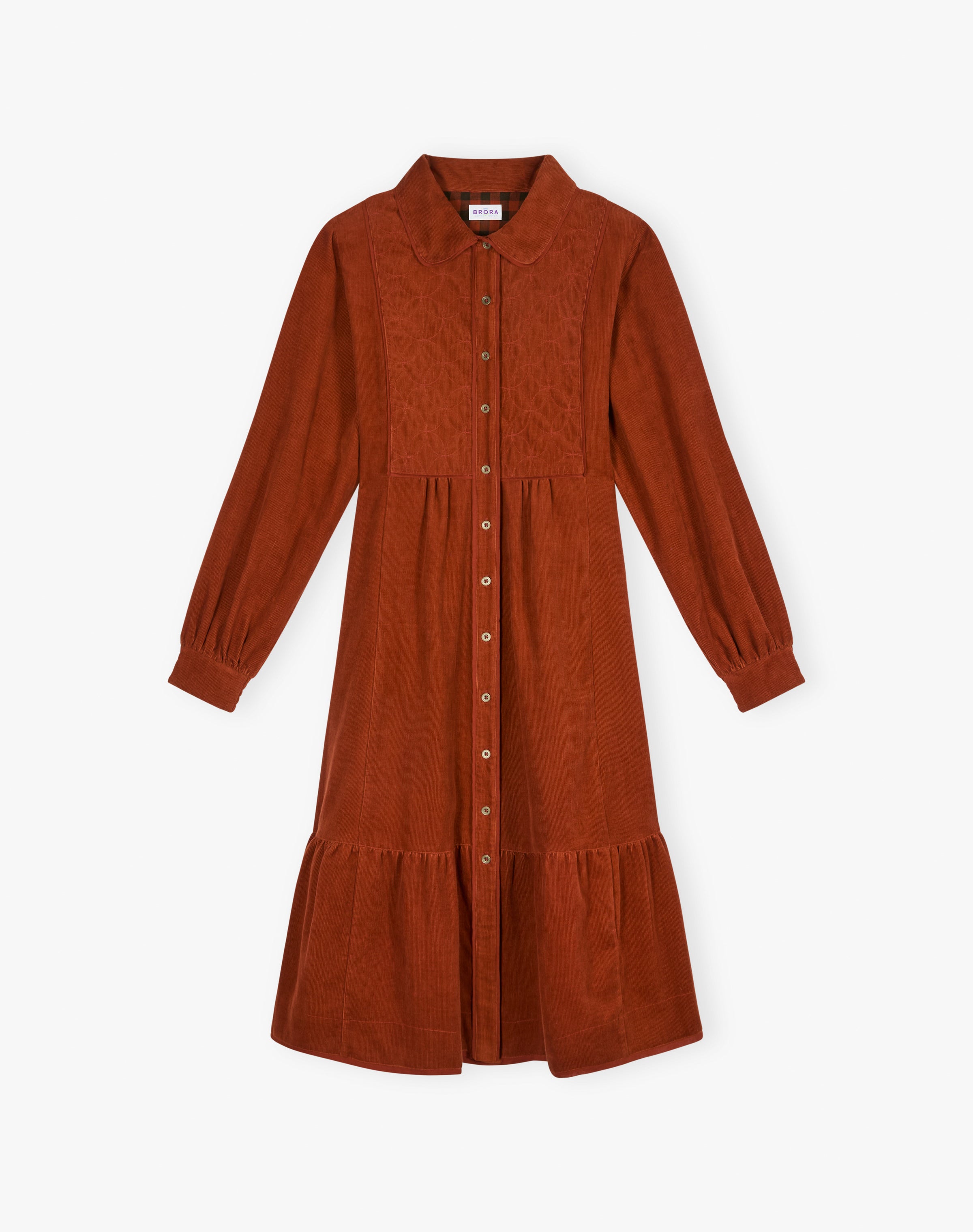 Organic Corduroy Quilted Yoke Dress