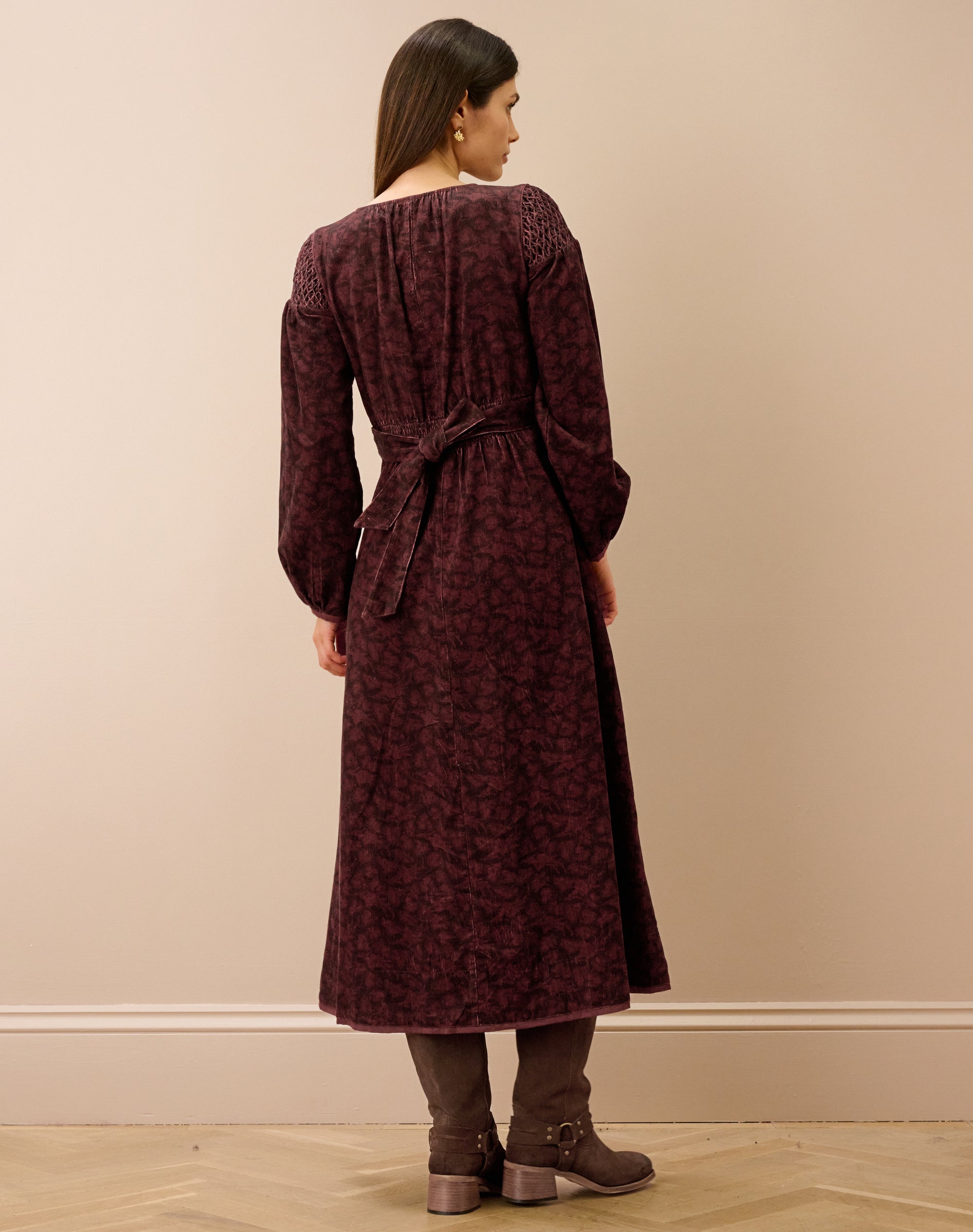 Organic Corduroy Feather Print Dress