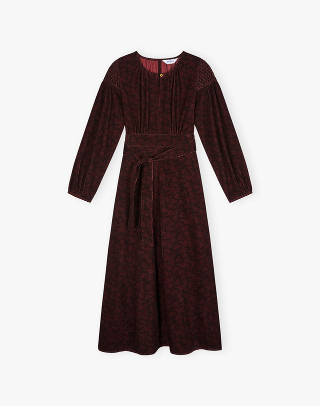 Organic Corduroy Feather Print Dress