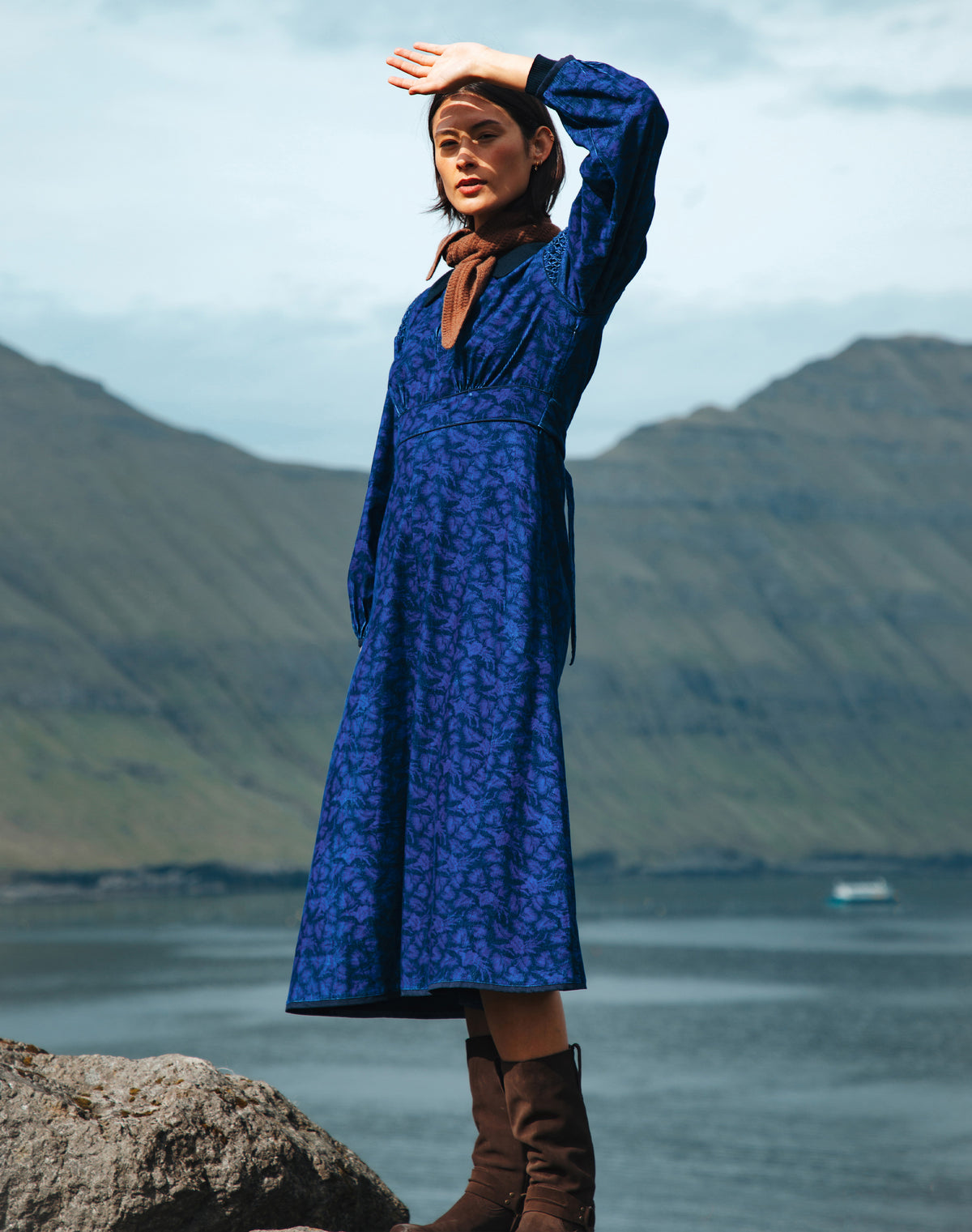 Organic Corduroy Feather Print Dress