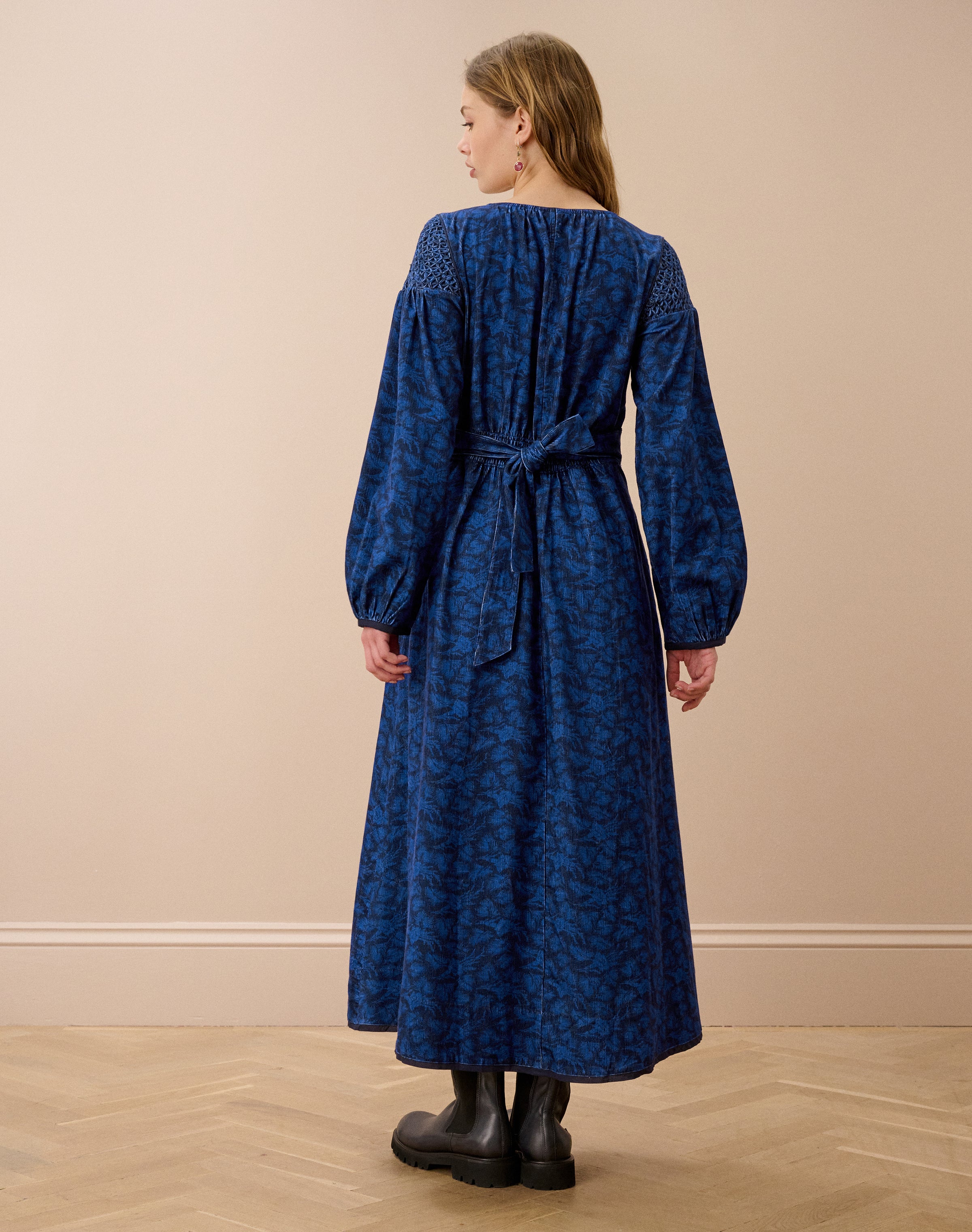 Organic Corduroy Feather Print Dress