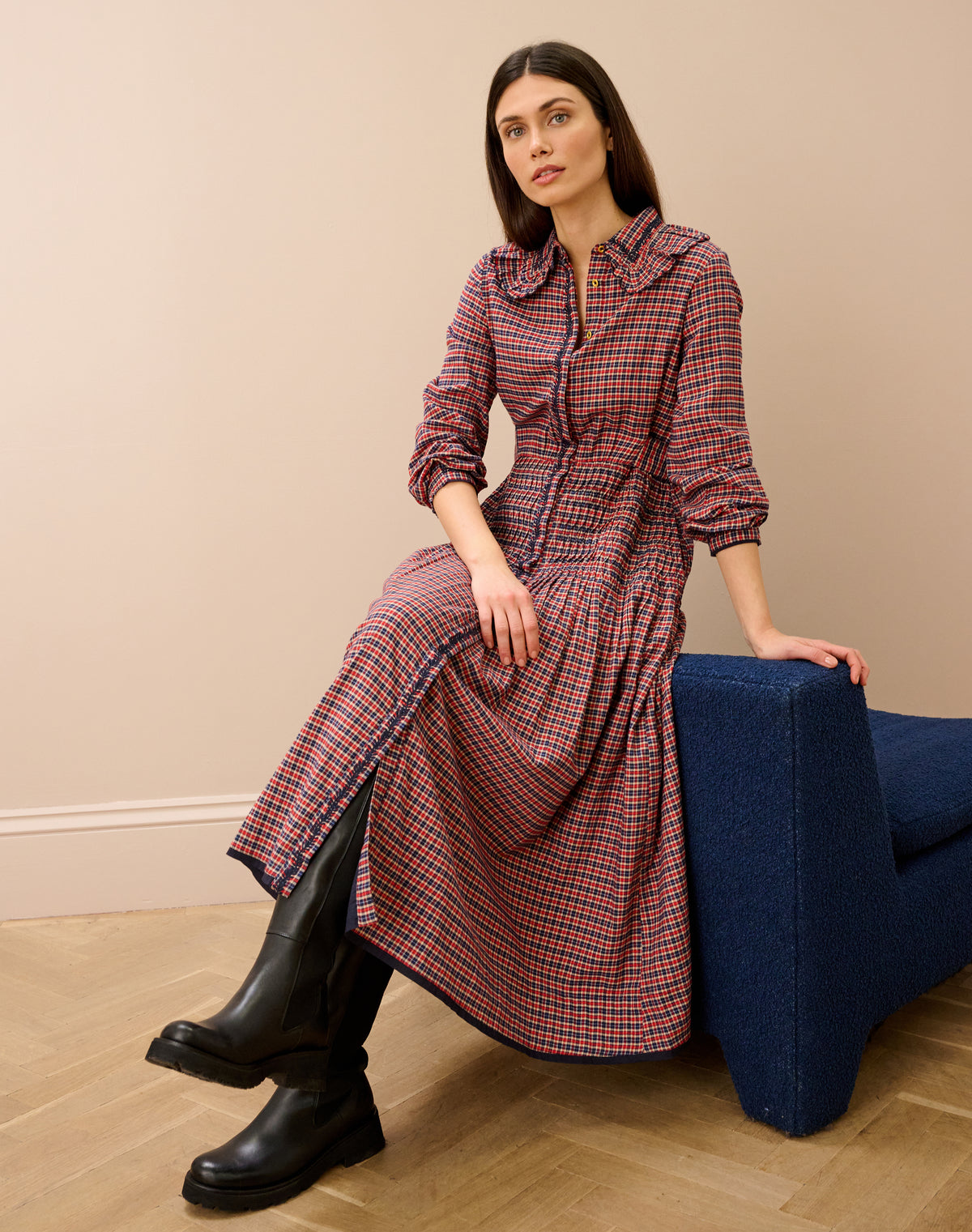 Pilgrim Collar Mini Check Dress