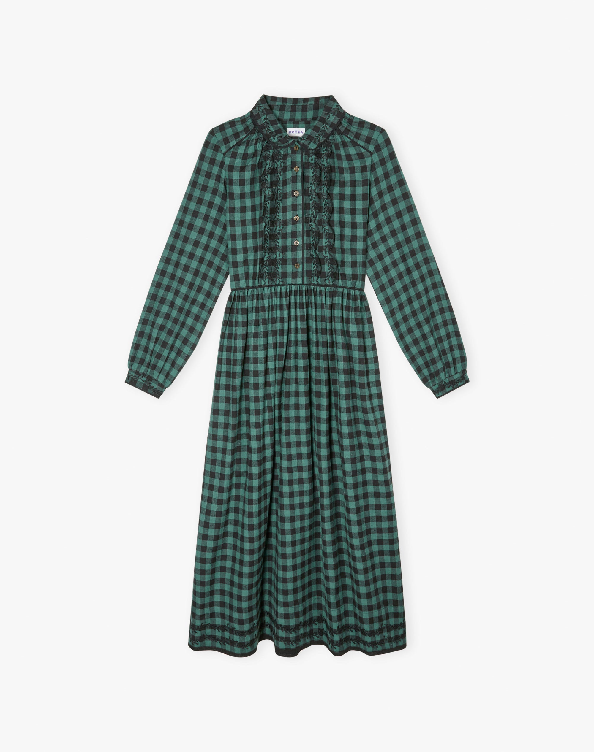 Brushed Cotton Gingham Embroidered Dress
