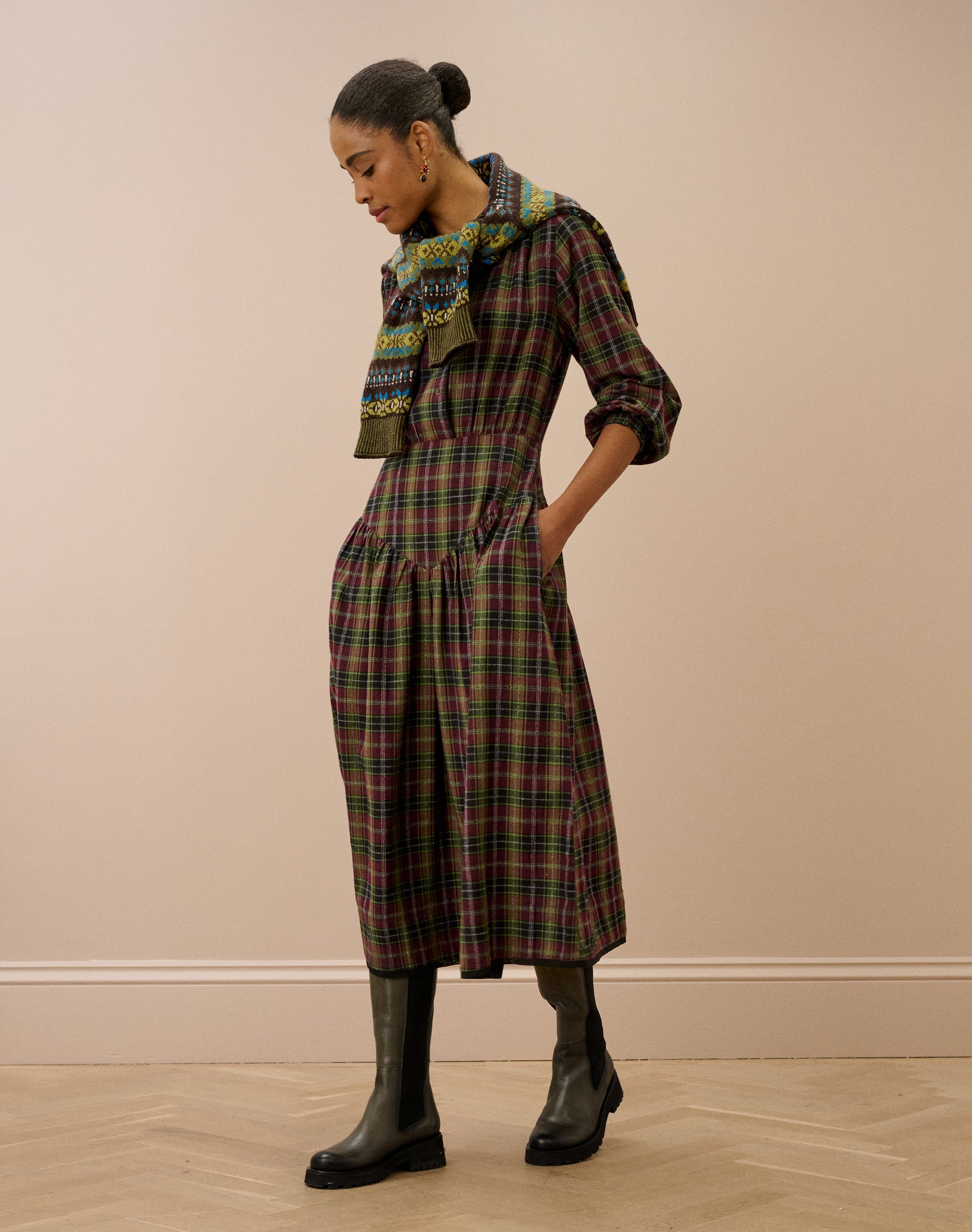 Brushed Cotton Check Dress