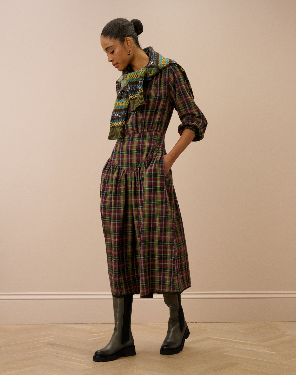 Brushed Cotton Check Dress