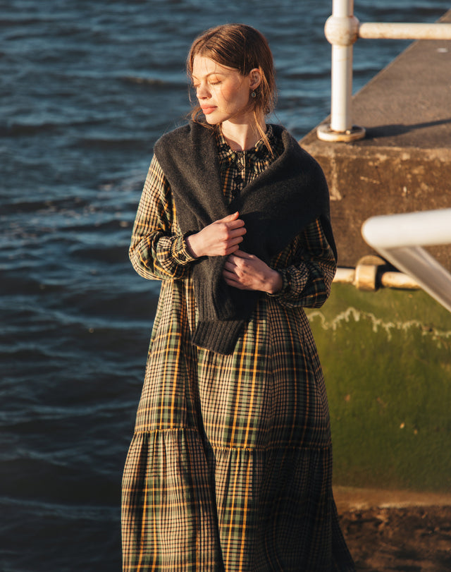 Brushed Cotton Check Shirt Dress