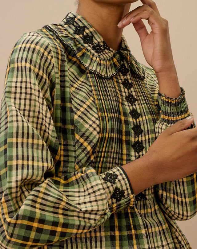 Brushed Cotton Check Shirt Dress