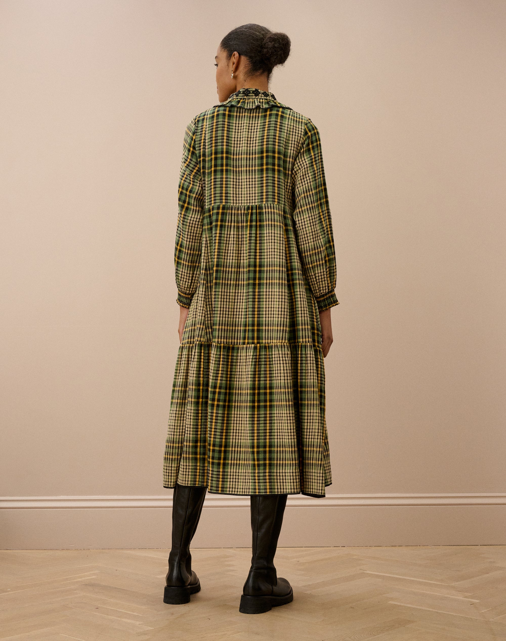 Brushed Cotton Check Shirt Dress