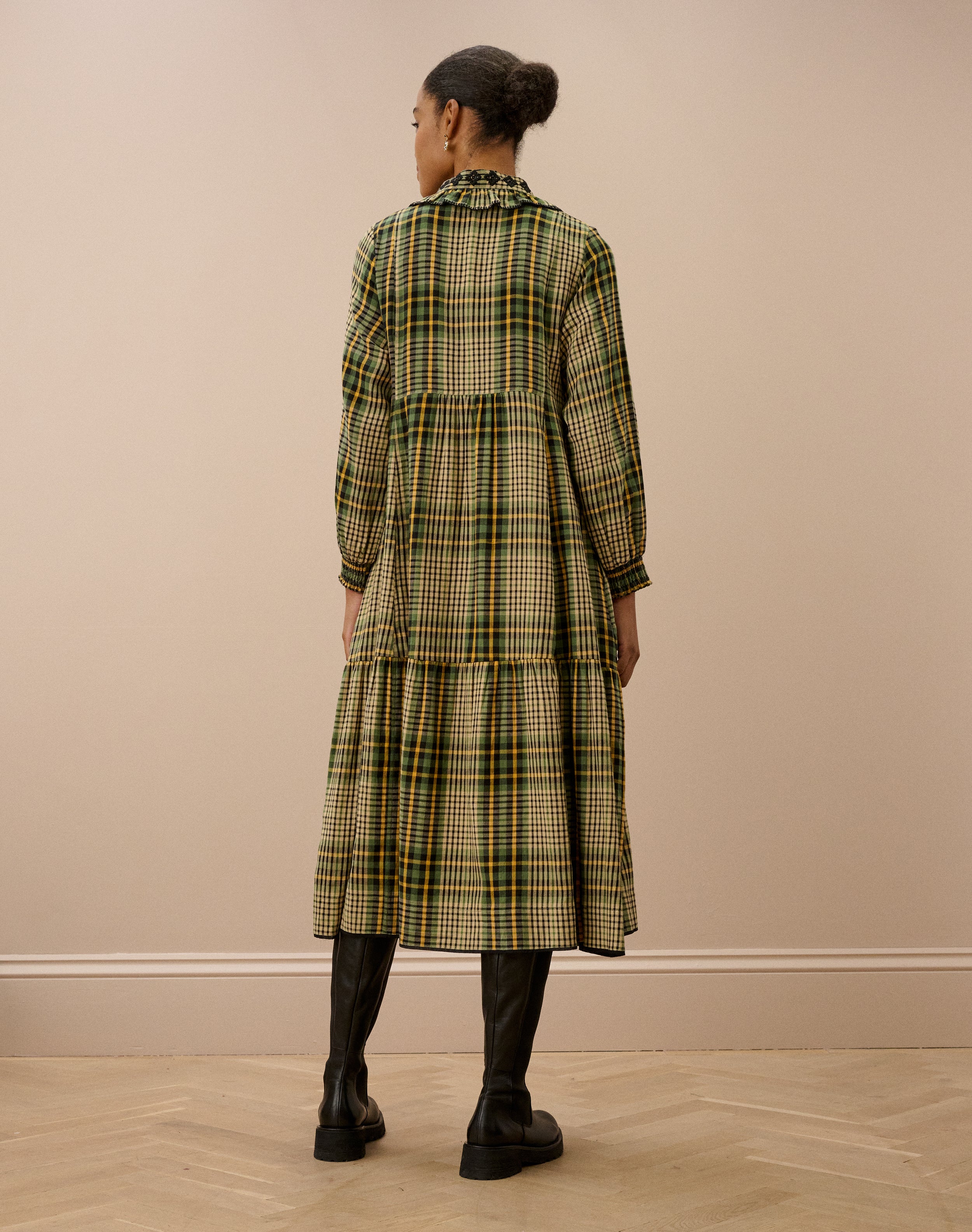 Brushed Cotton Check Shirt Dress