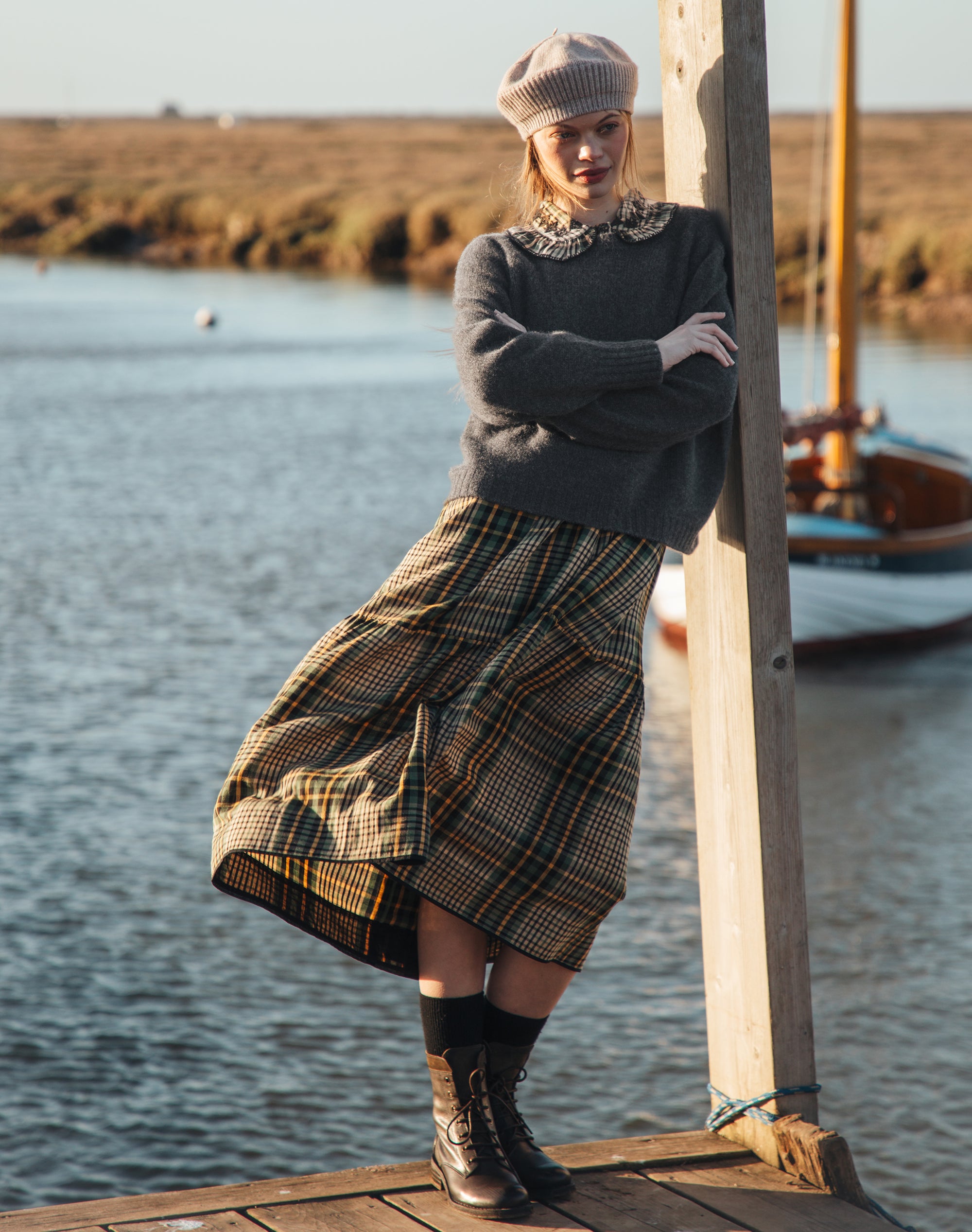 Brushed Cotton Check Shirt Dress
