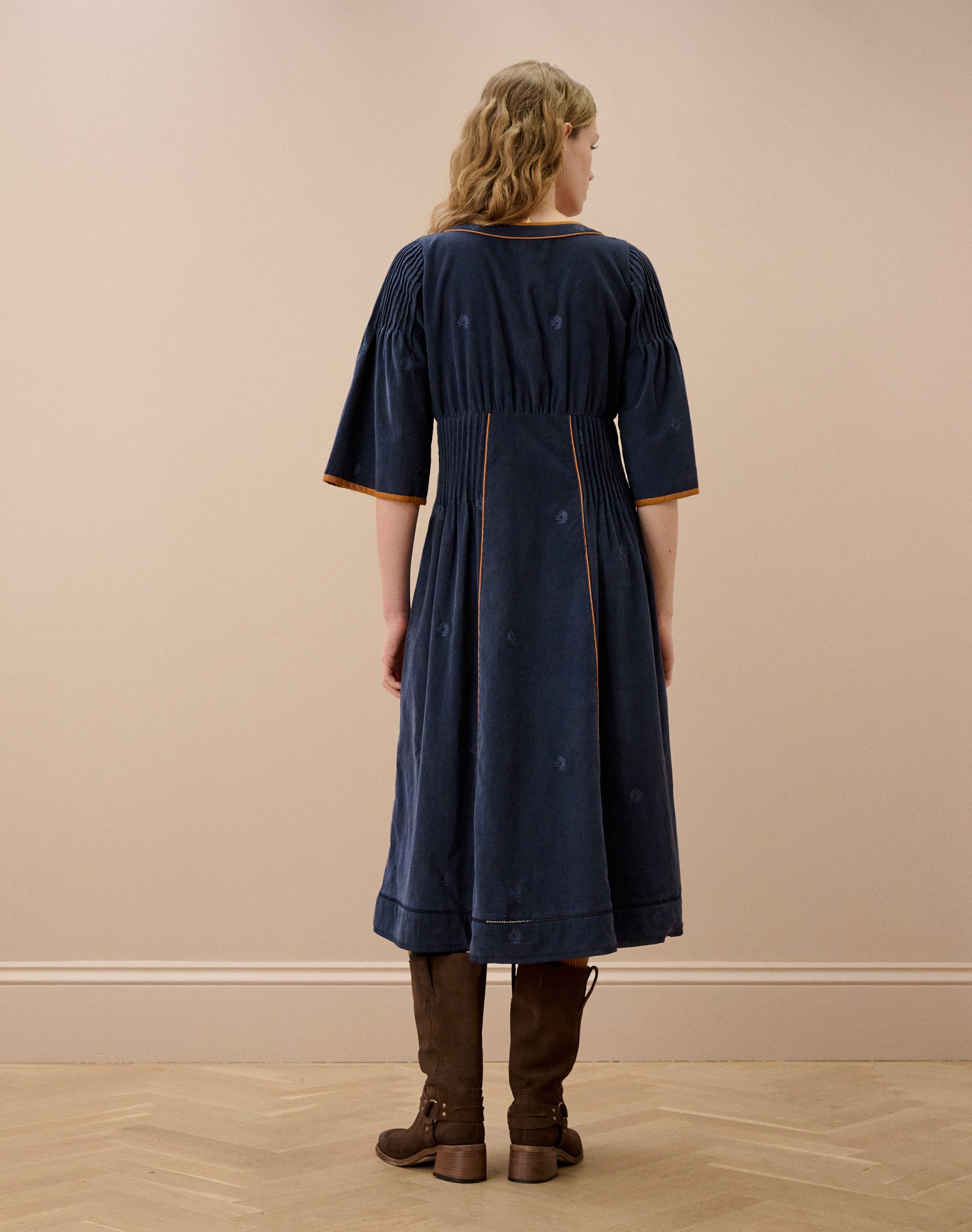 Embroidered Needlecord Dress