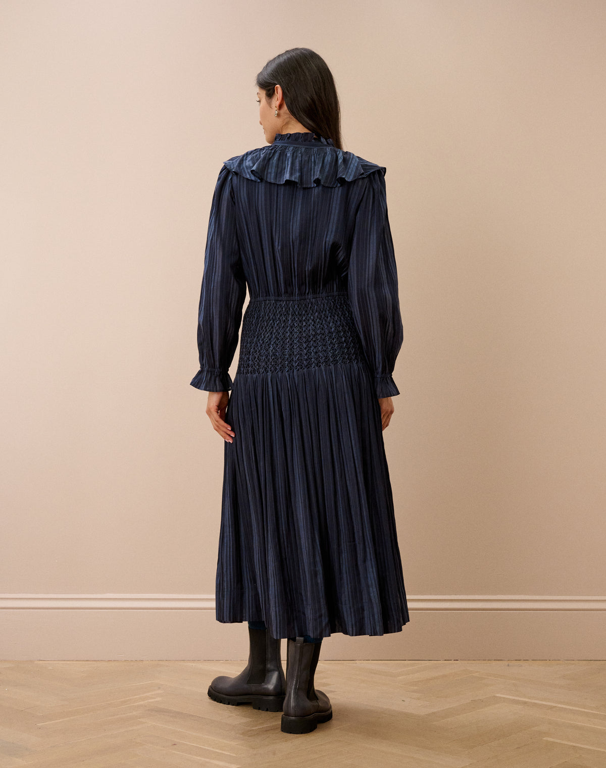 Textured Stripe Smocked Dress
