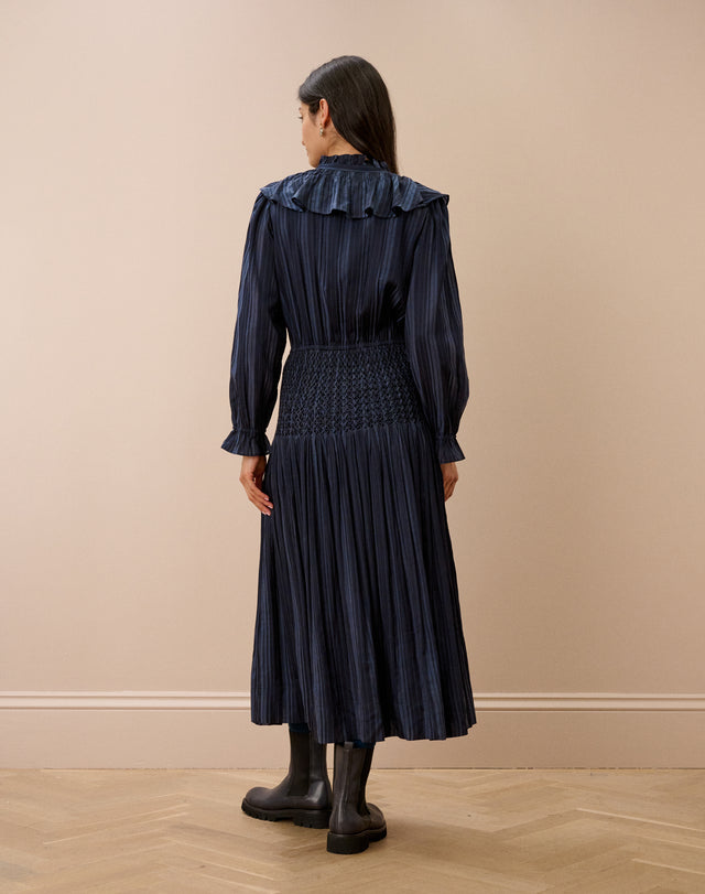 Textured Stripe Smocked Dress