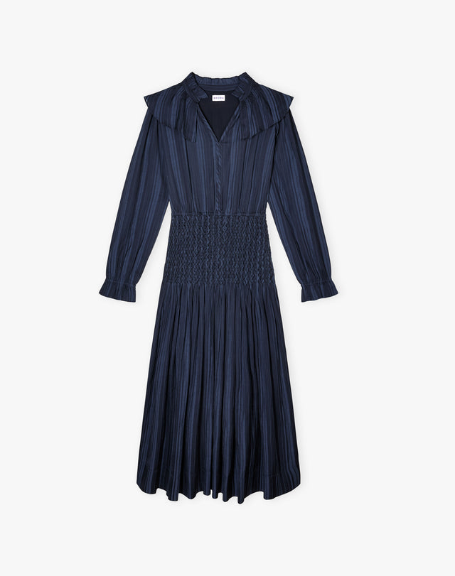 Textured Stripe Smocked Dress