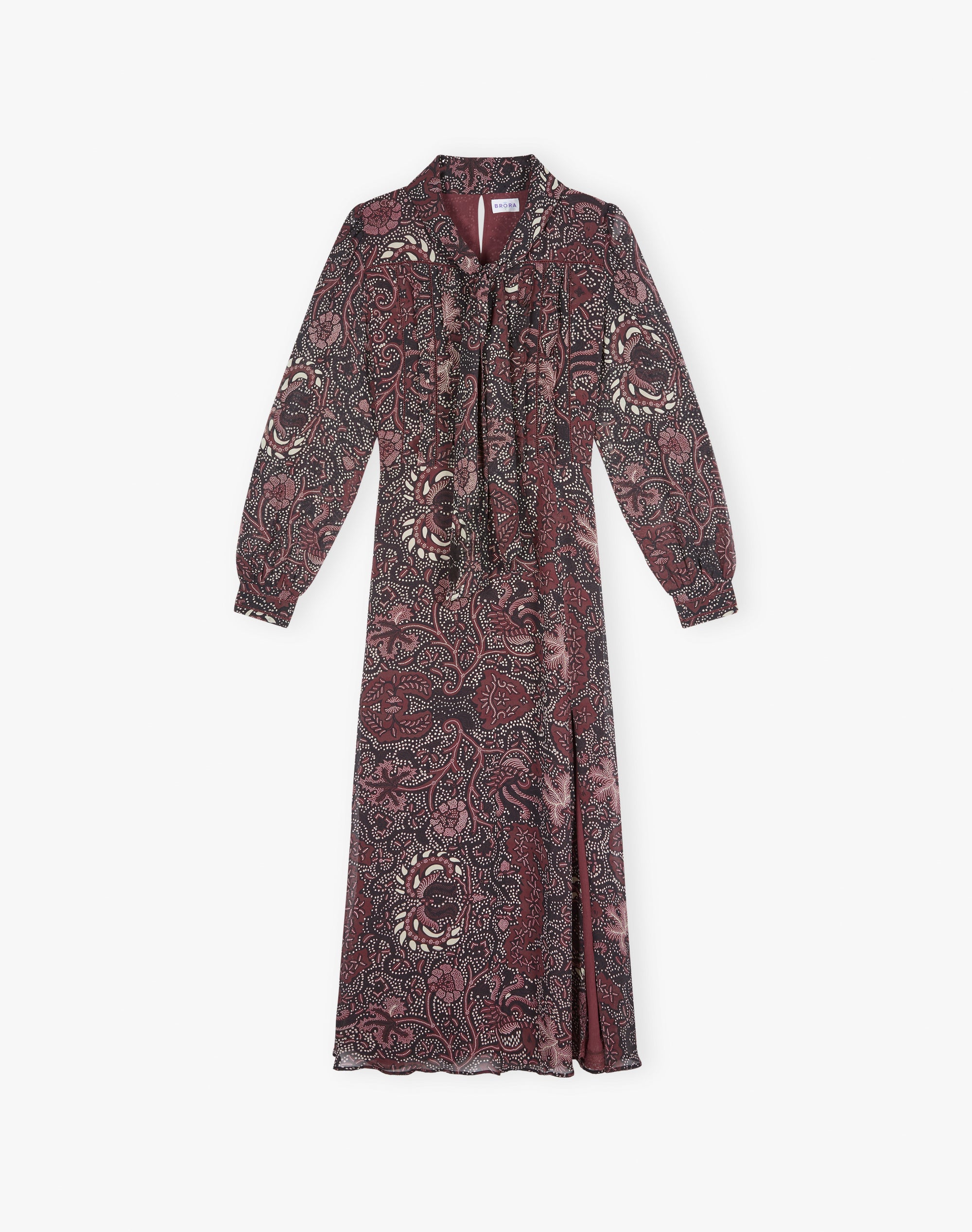 Silk Batik Print Tie Neck Dress
