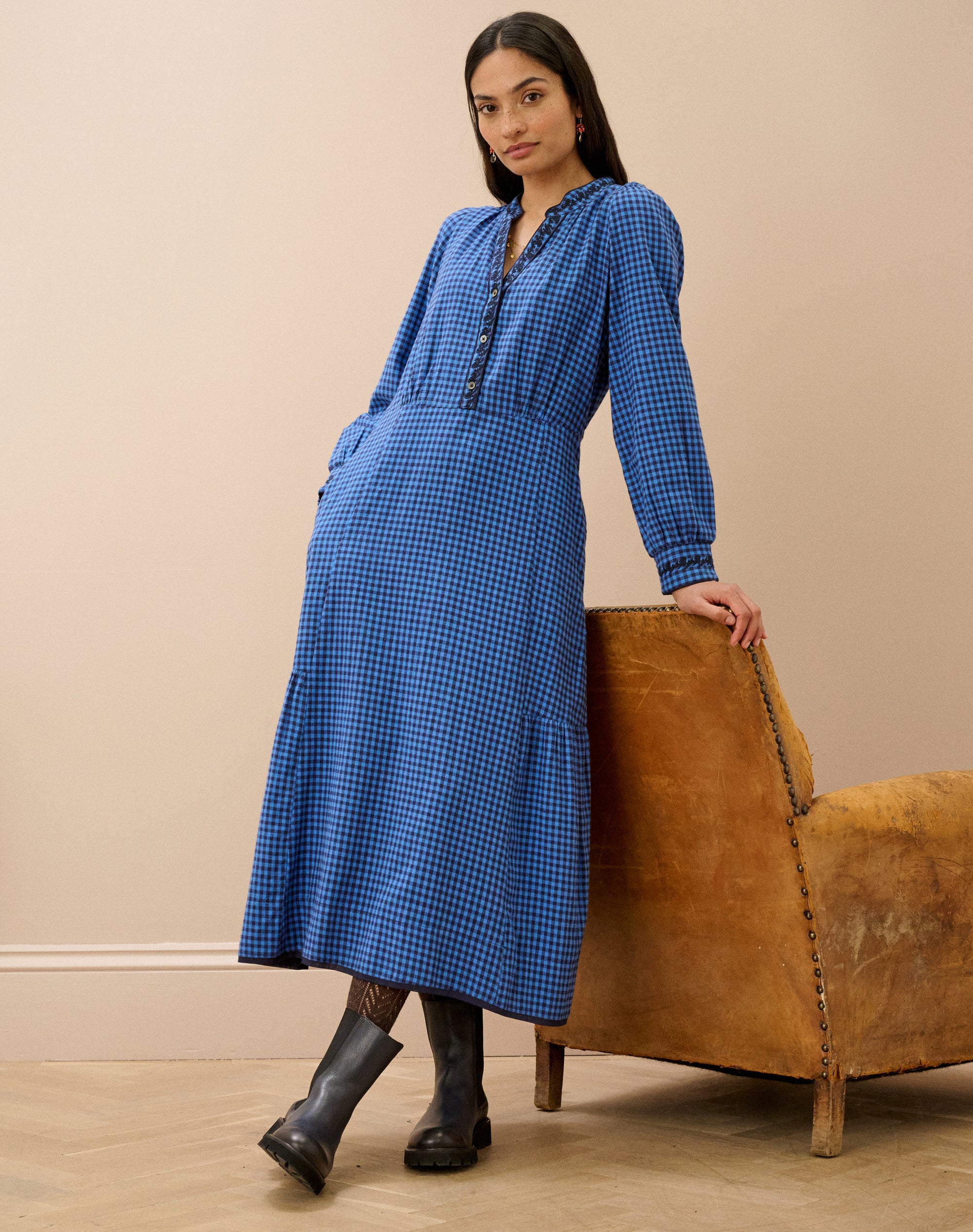 Brushed Cotton Gingham Dress