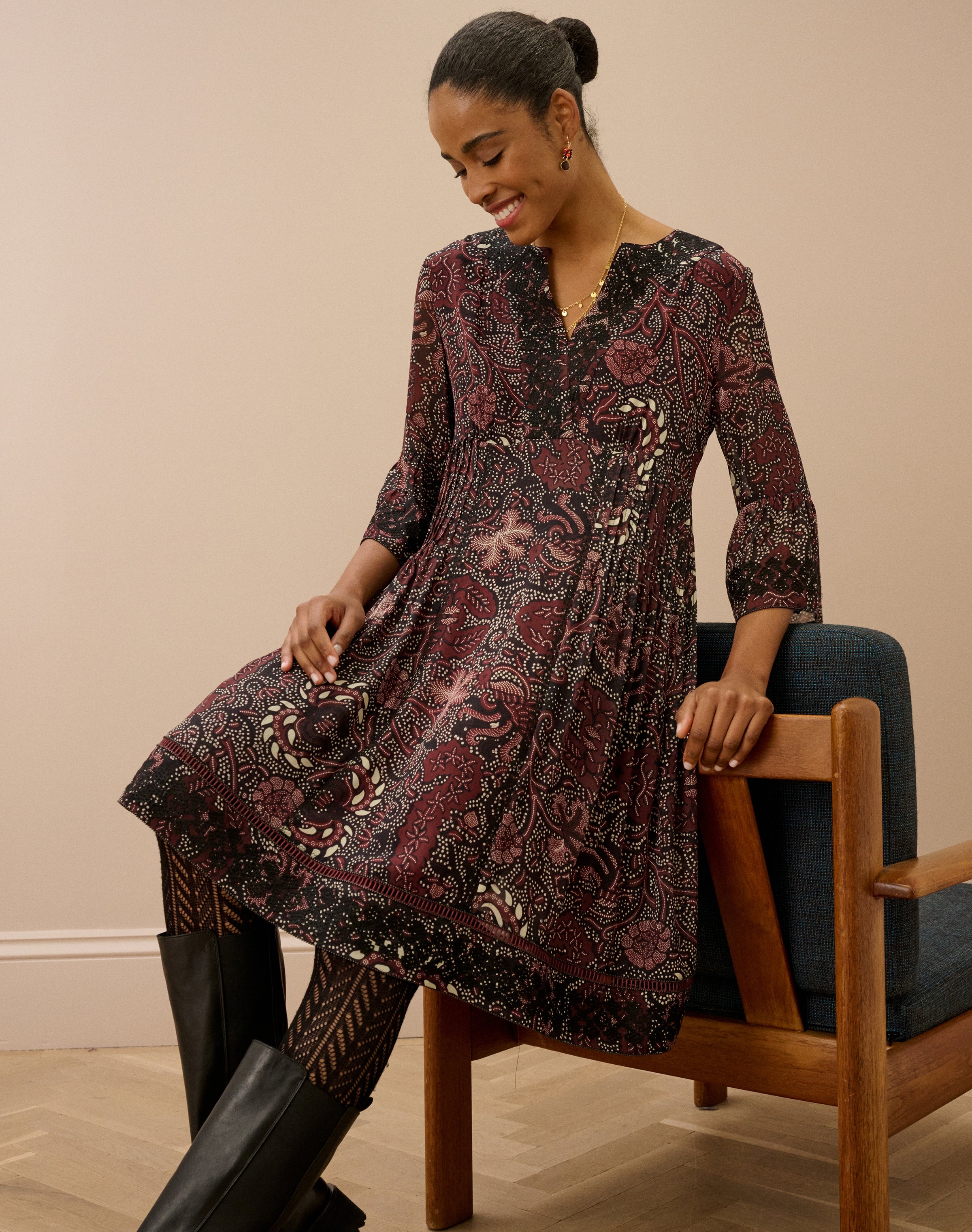 Embroidered Silk Dress