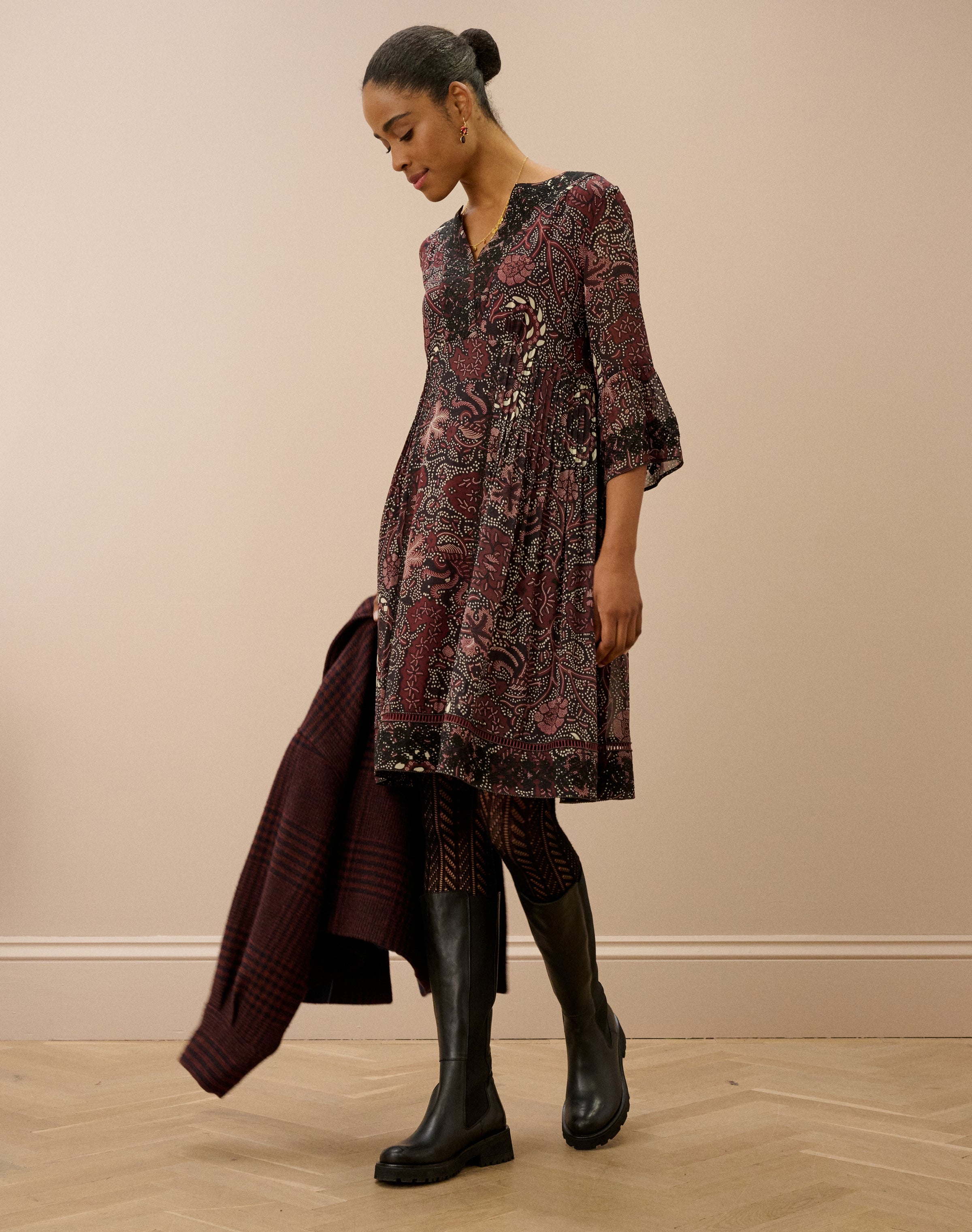 Embroidered Silk Dress