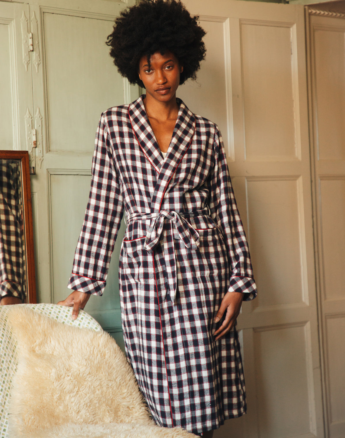 Brushed Cotton Check Dressing Gown