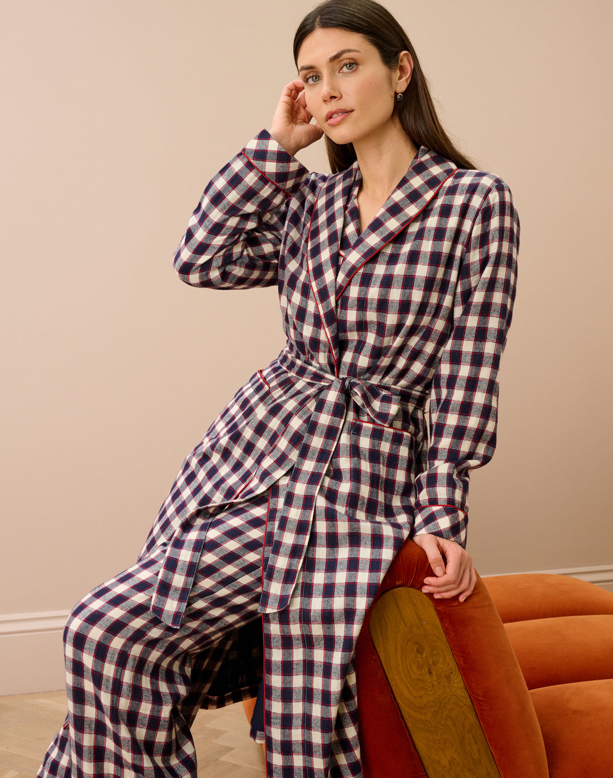Brushed Cotton Check Dressing Gown