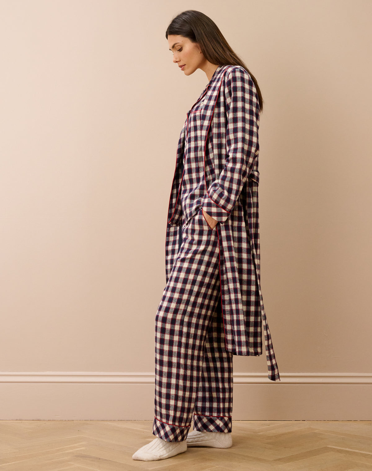 Brushed Cotton Check Dressing Gown