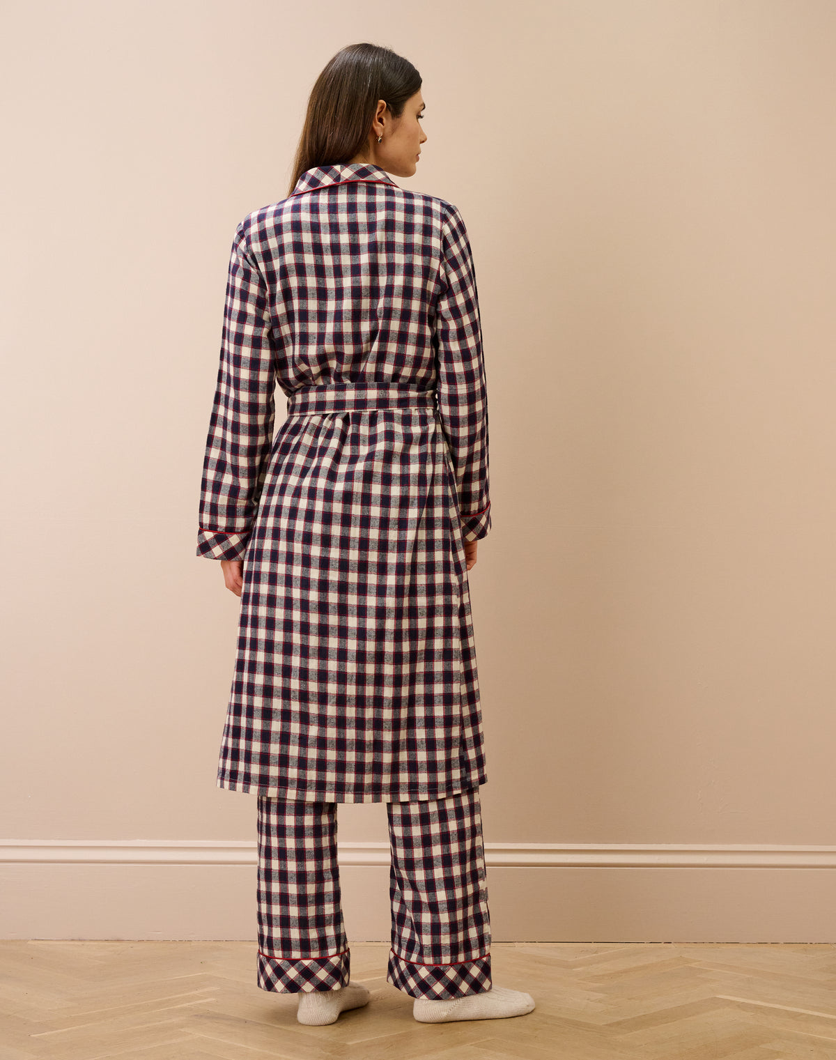 Brushed Cotton Check Dressing Gown