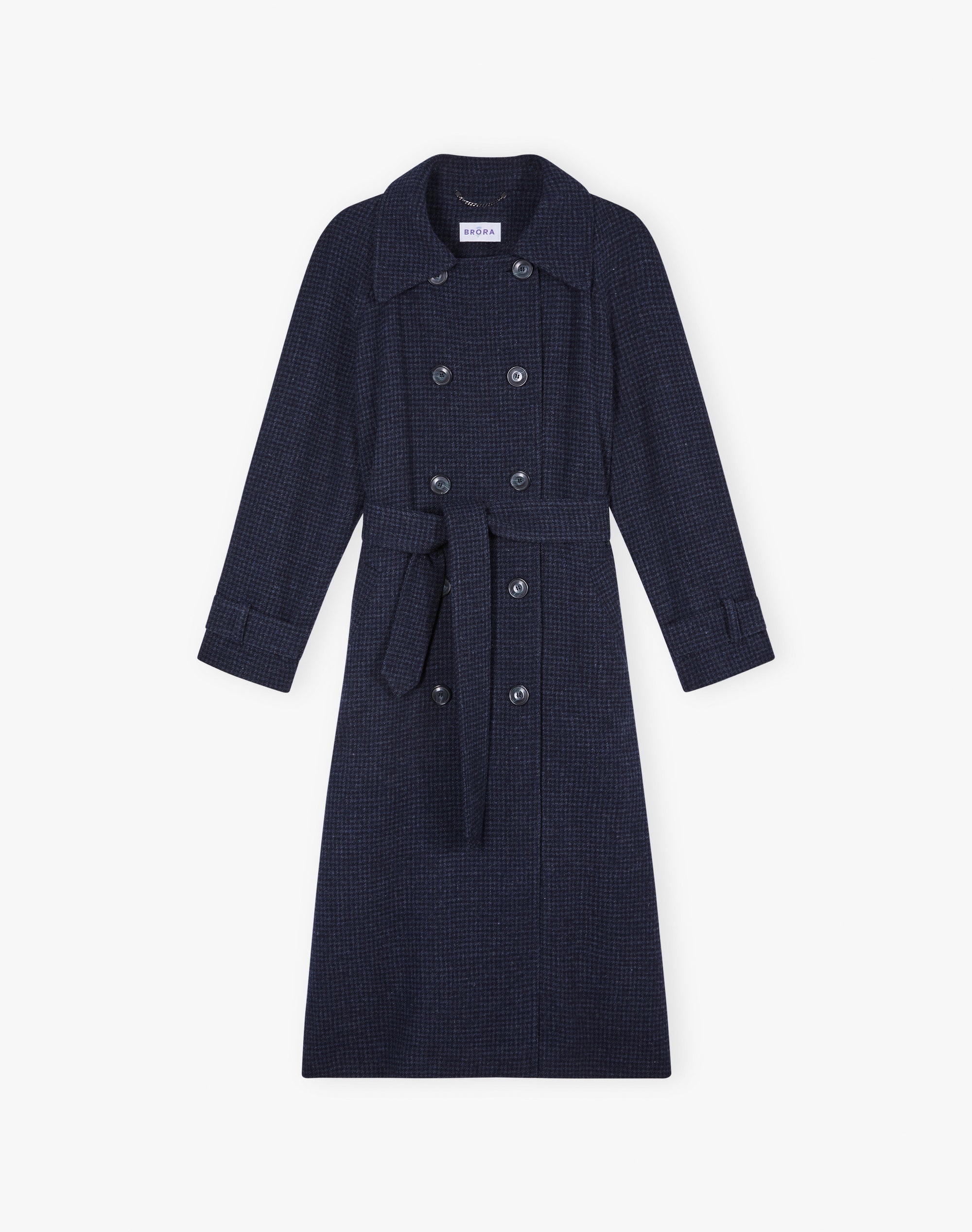 Houndstooth Wool Trench Coat