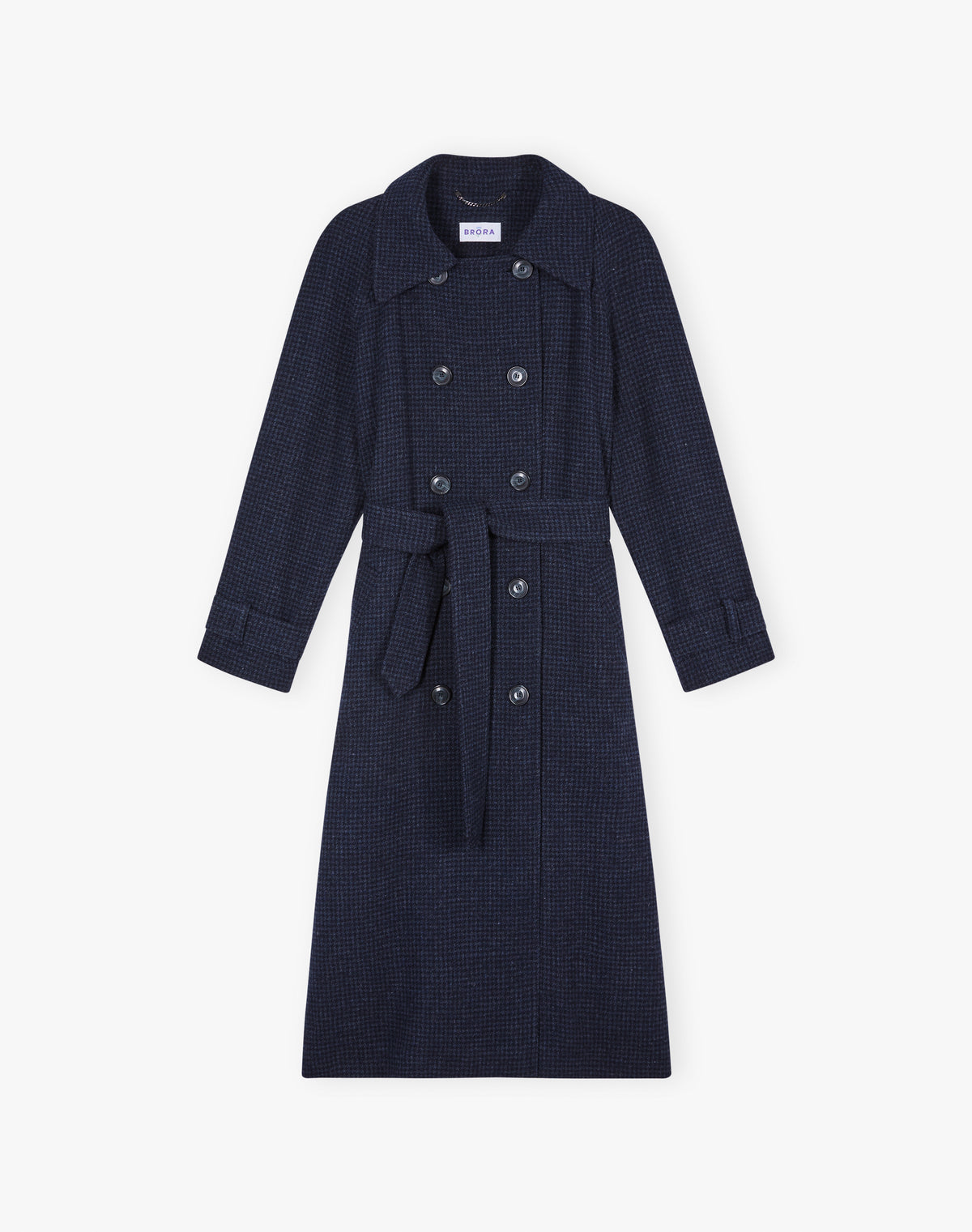 Houndstooth Wool Trench Coat