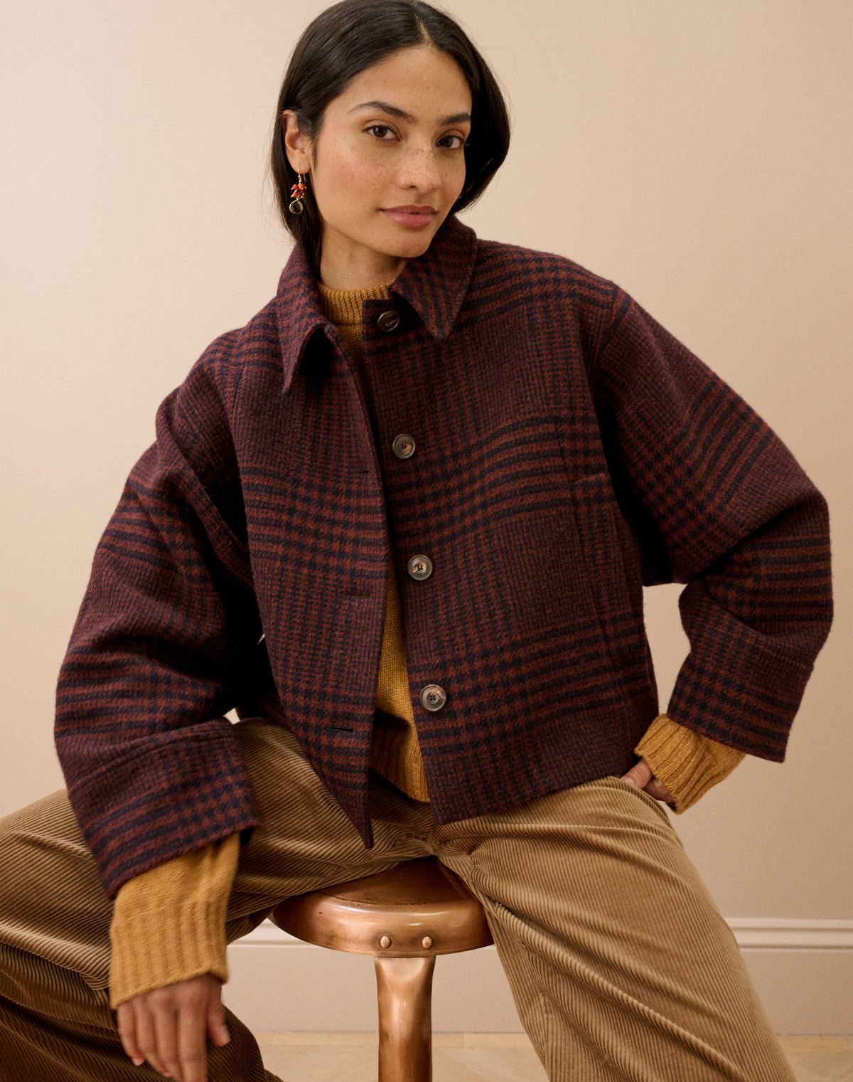 Brushed Wool Check Jacket