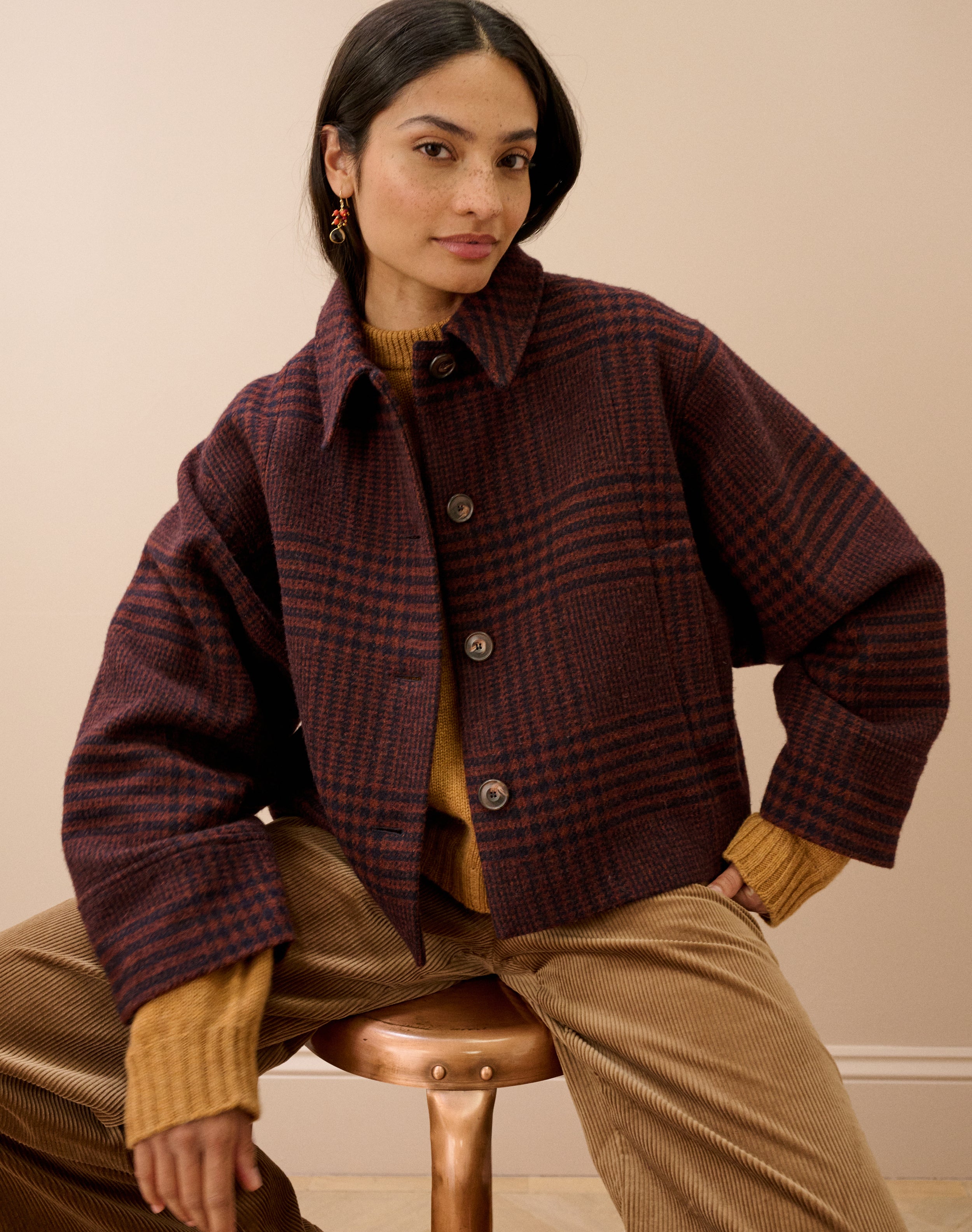 Brushed Wool Check Jacket