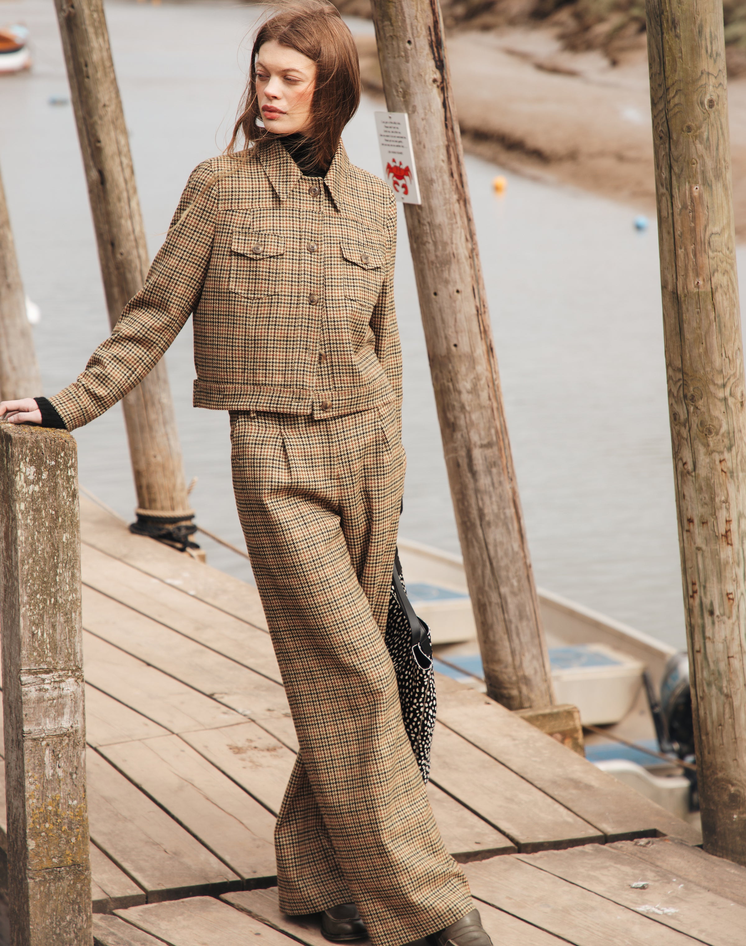 Houndstooth Wool Utility Jacket