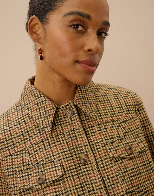 Houndstooth Wool Utility Jacket