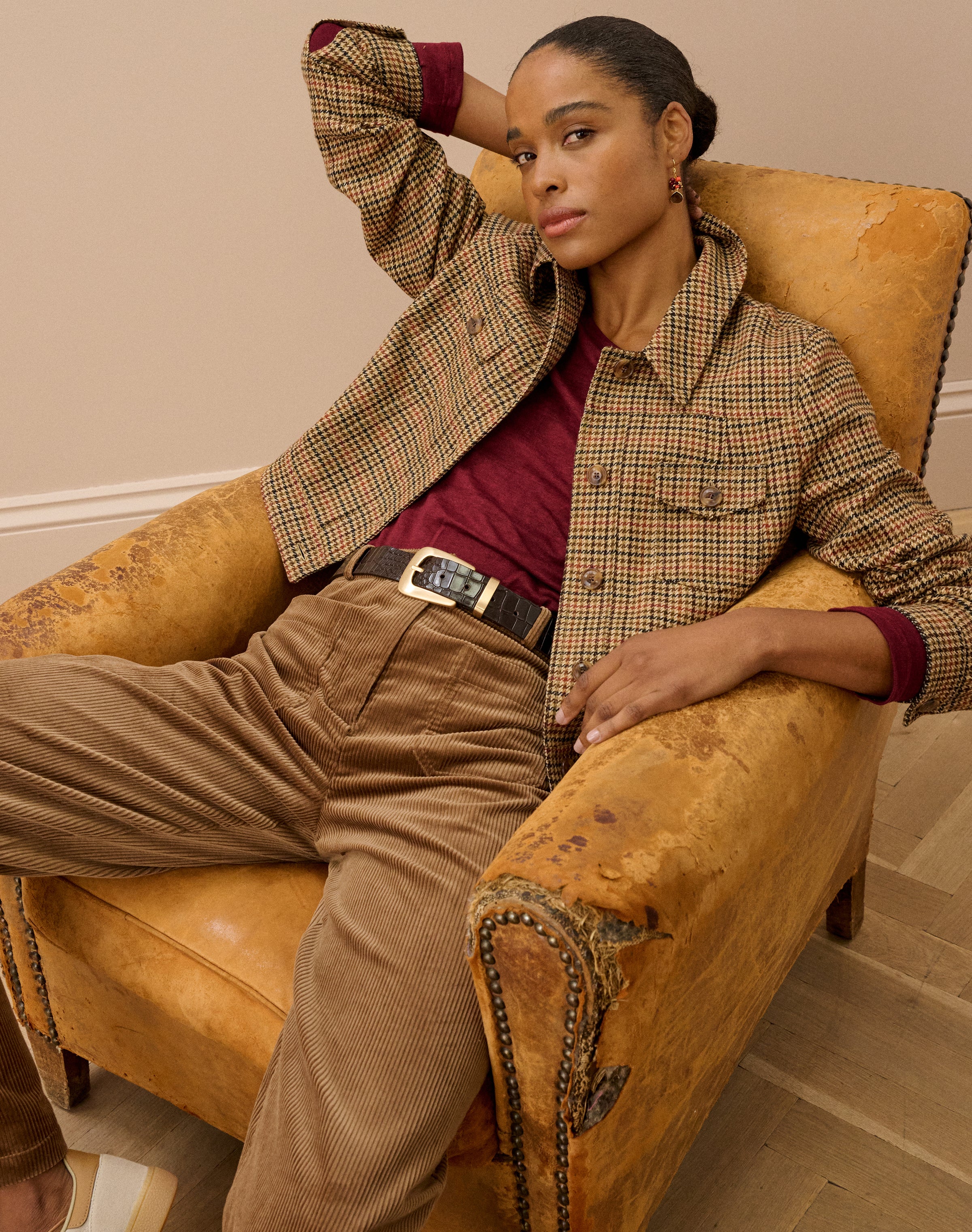 Houndstooth Wool Utility Jacket