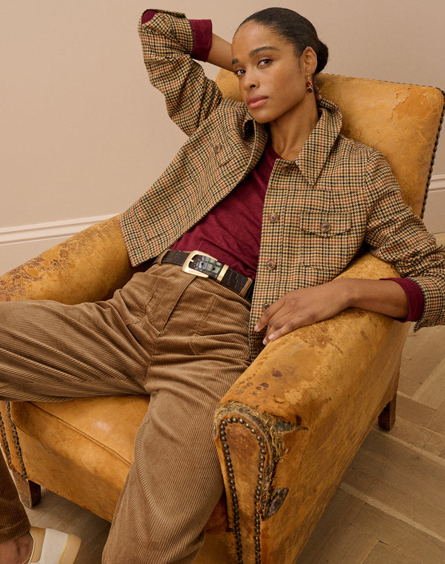 Houndstooth Wool Utility Jacket
