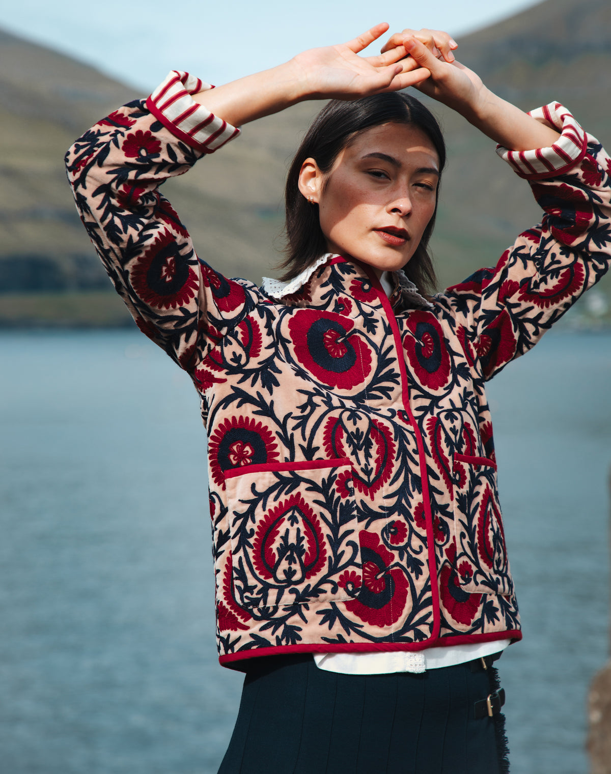 Cotton Velvet Embroidered Jacket