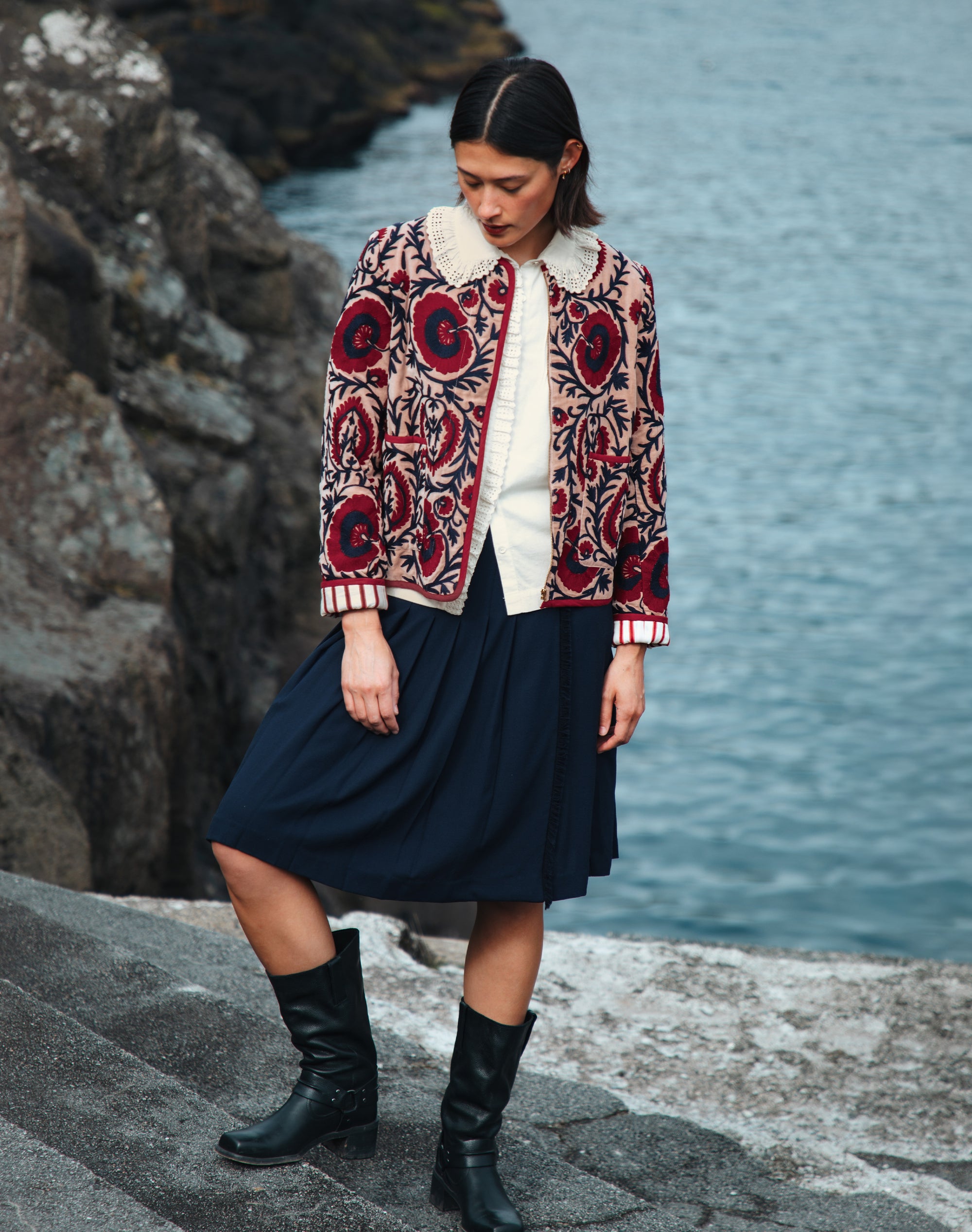 Cotton Velvet Embroidered Jacket