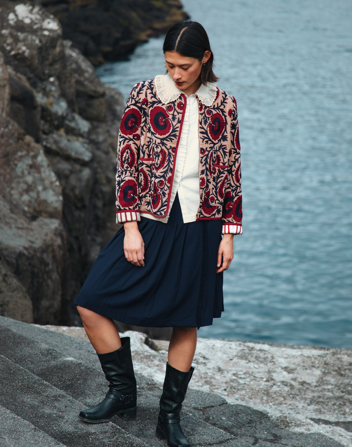 Cotton Velvet Embroidered Jacket