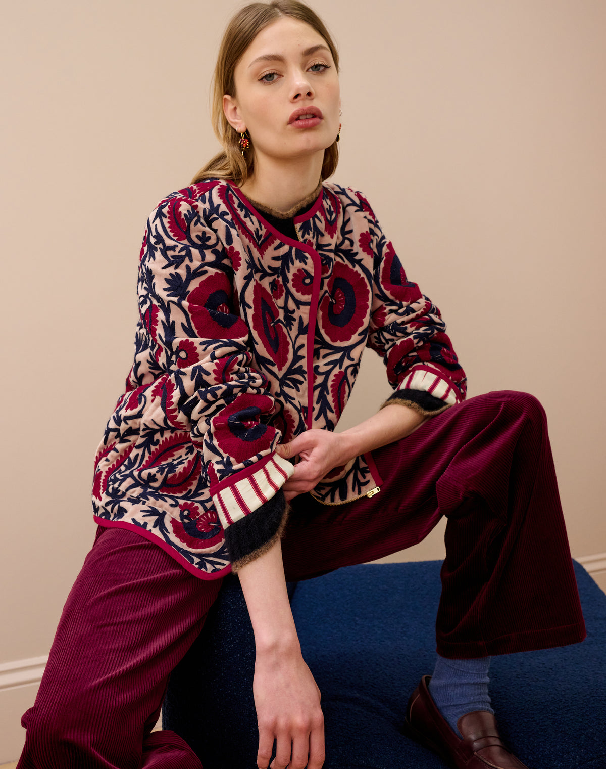 Cotton Velvet Embroidered Jacket