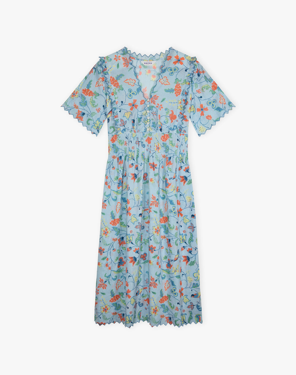 Cotton Stripe Botanical Print Nighty