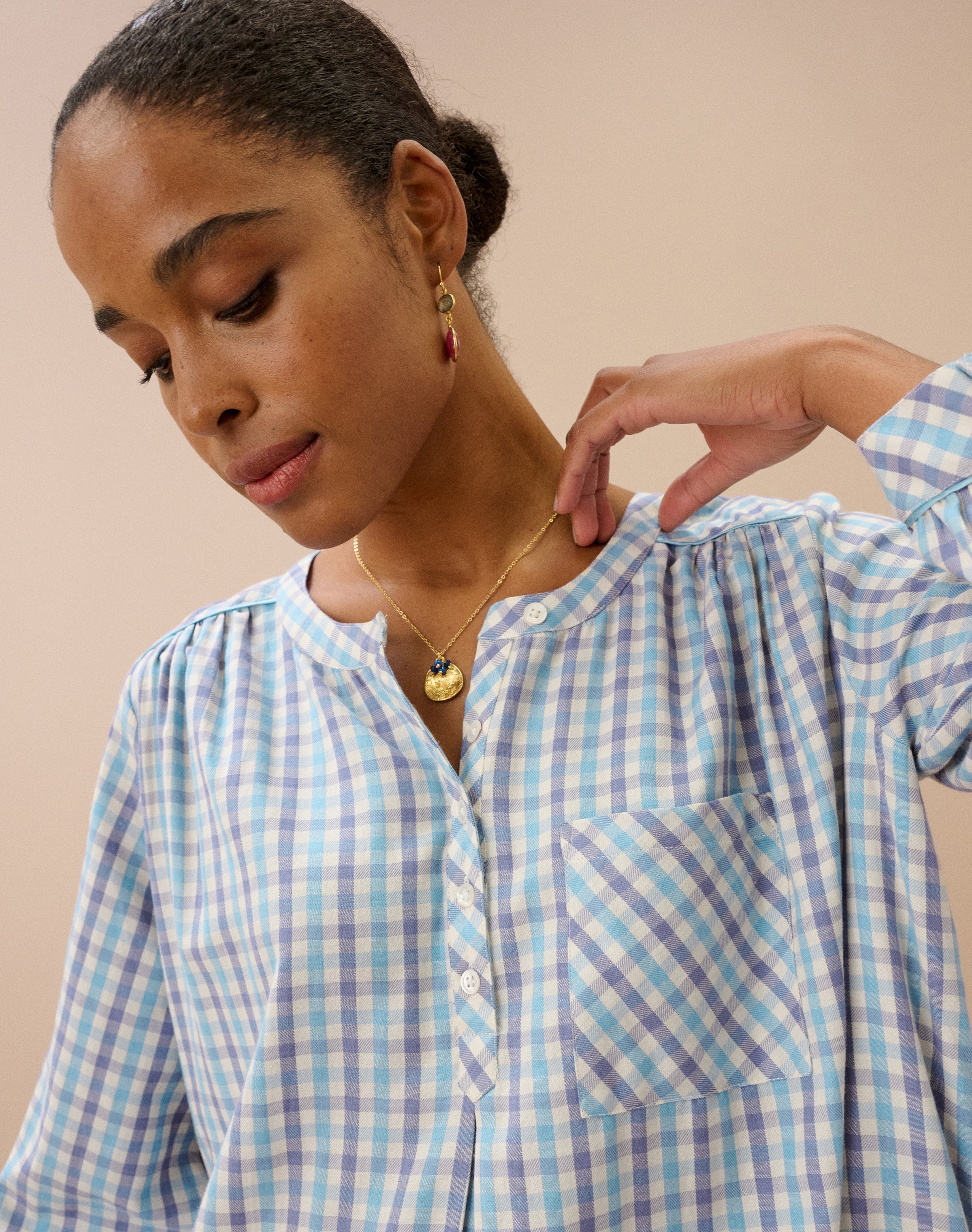 Brushed Cotton Gingham Night Shirt