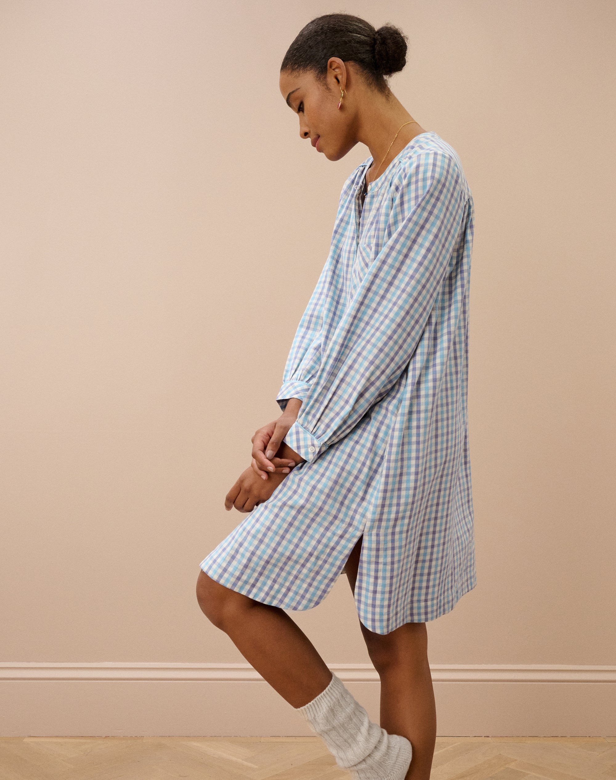 Brushed Cotton Gingham Night Shirt