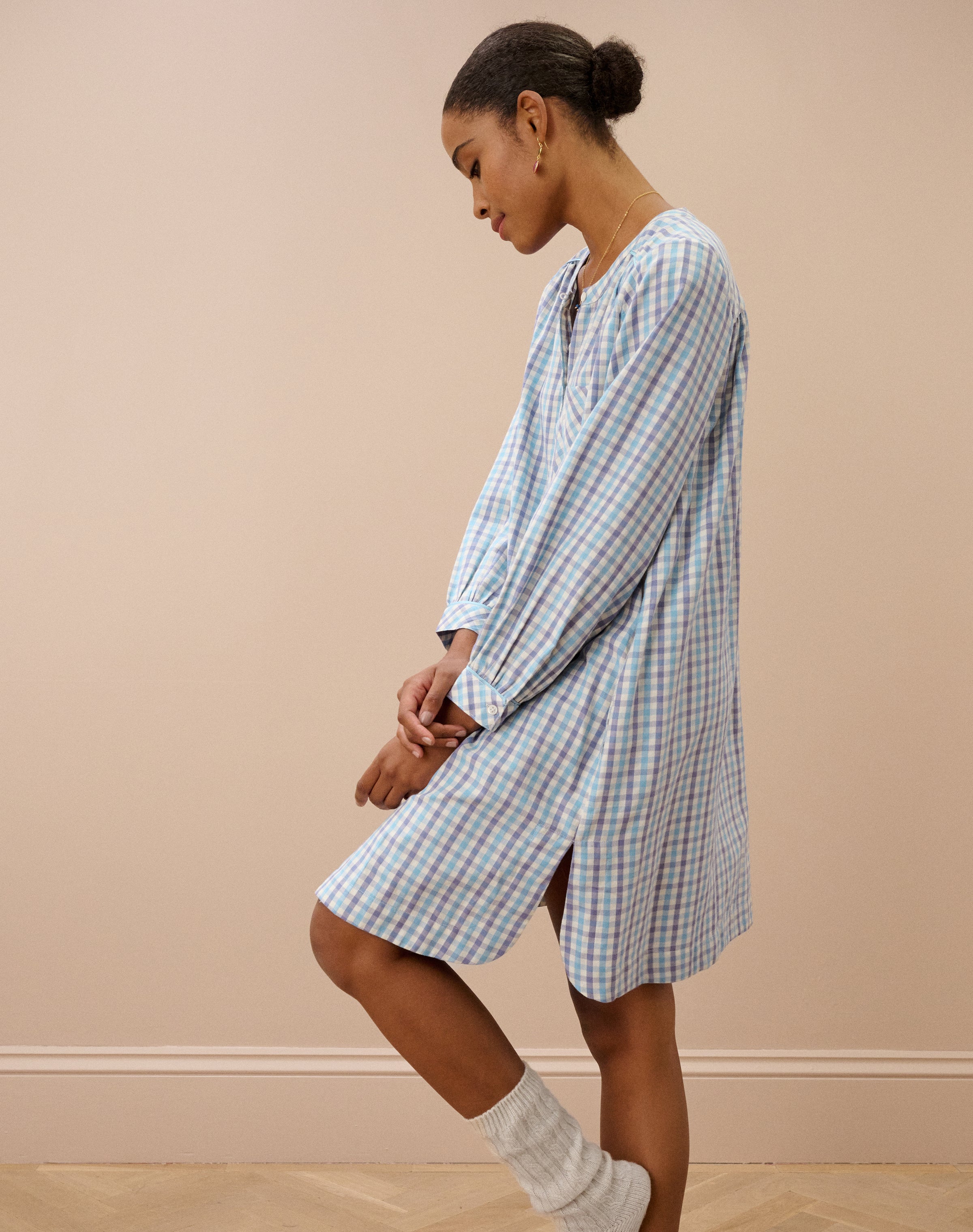 Brushed Cotton Gingham Night Shirt