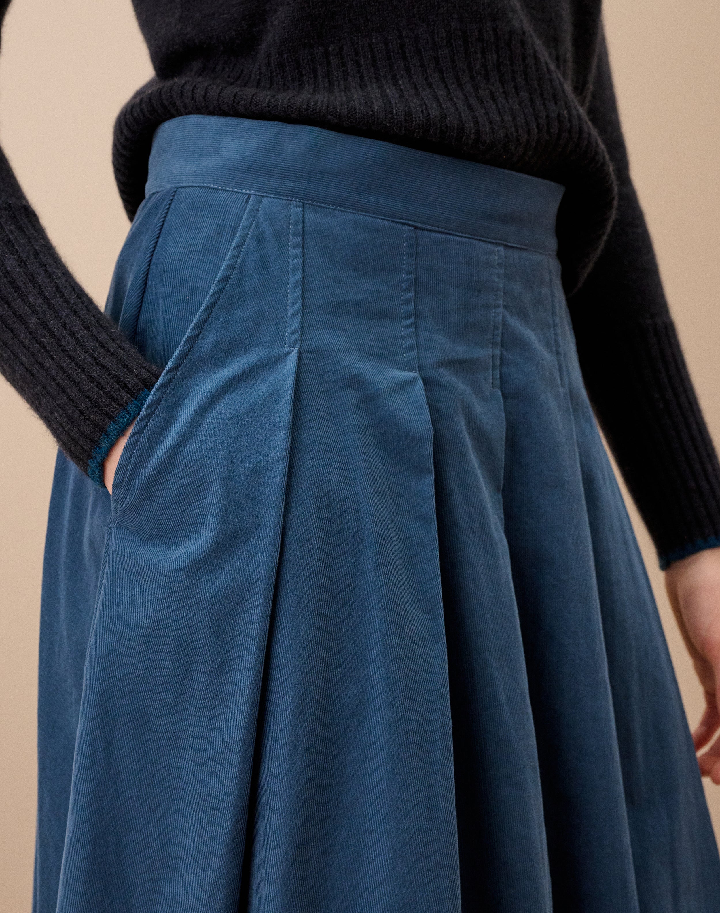 Needlecord Pleated Skirt