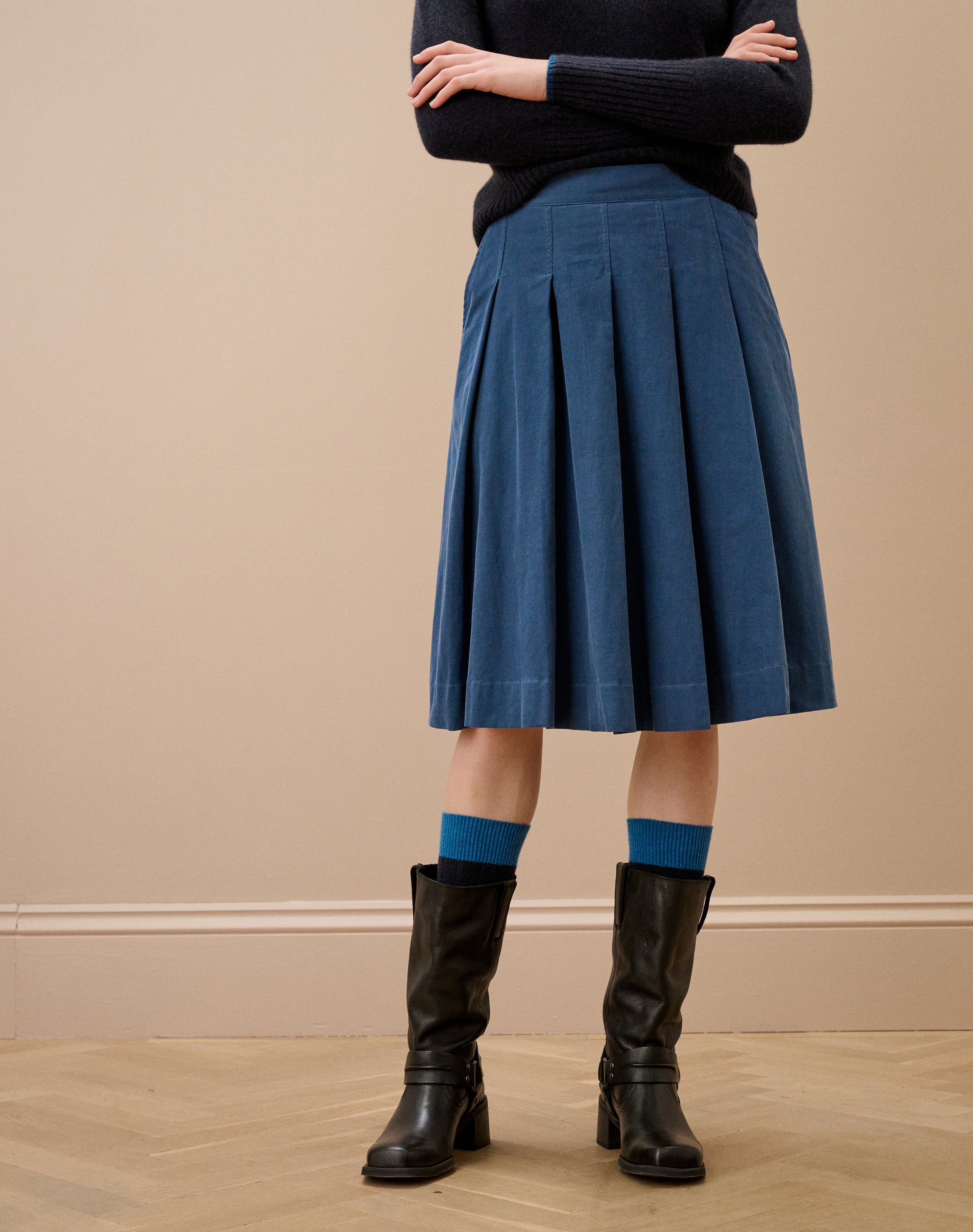 Needlecord Pleated Skirt